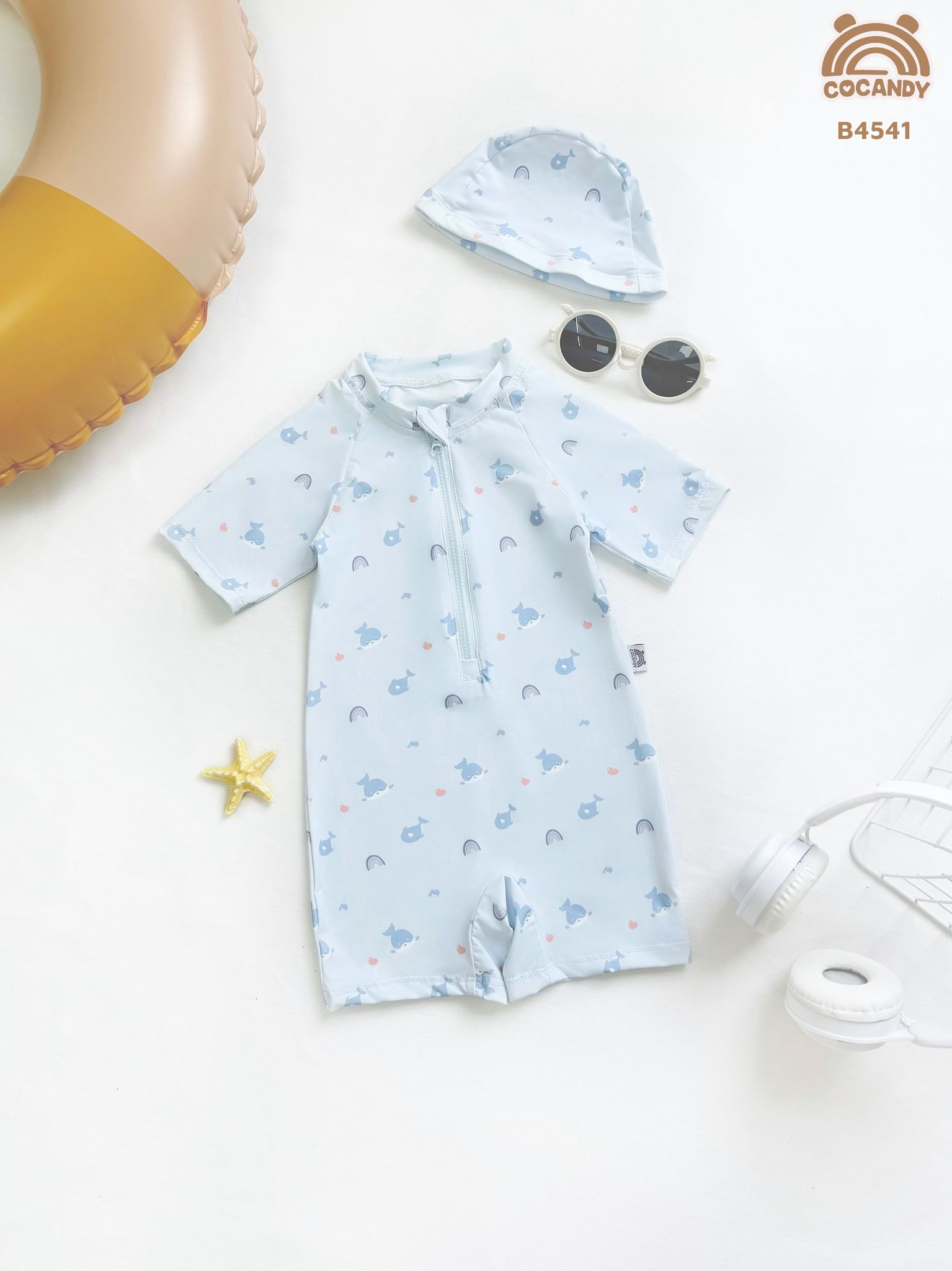 Bộ bơi cộc XANH suit họa tiết cá heo_thumbnail_6