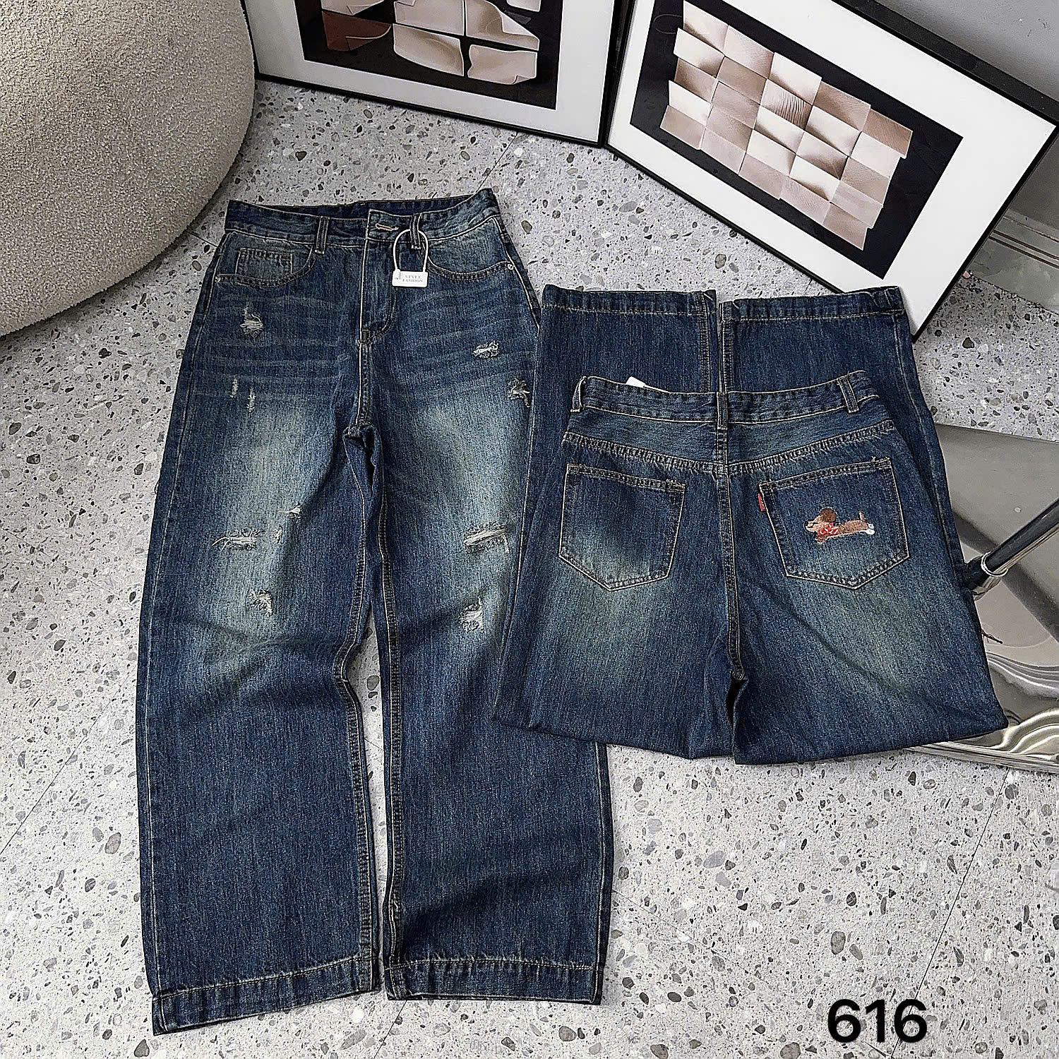 BIGSIZE NỮ - Quần suông rách thêu cún T-QJ616_thumbnail_4