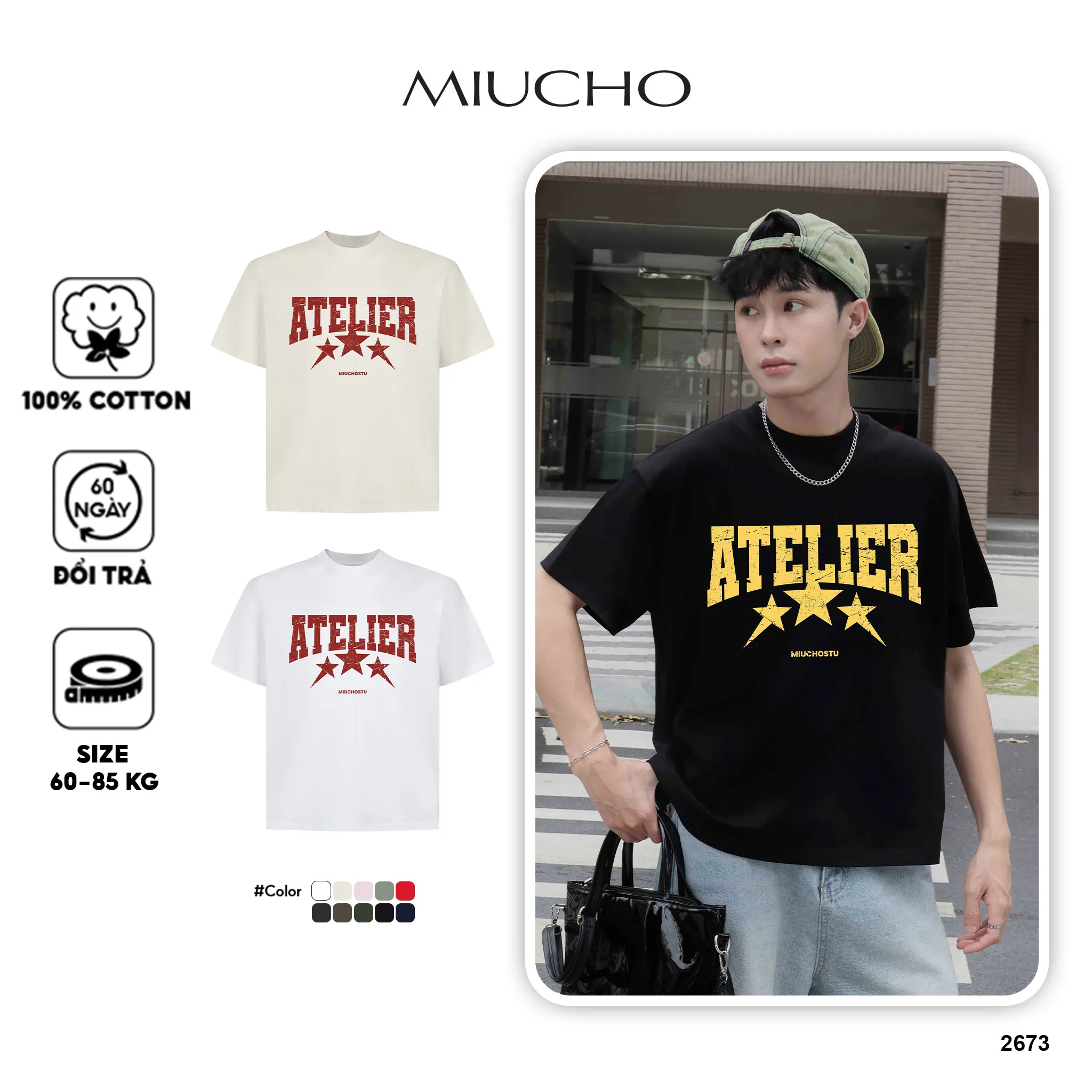 Áo thun boxy unisex Miucho Club vải cotton mềm mại thoáng mát Atelier in mix 2673_thumbnail_1