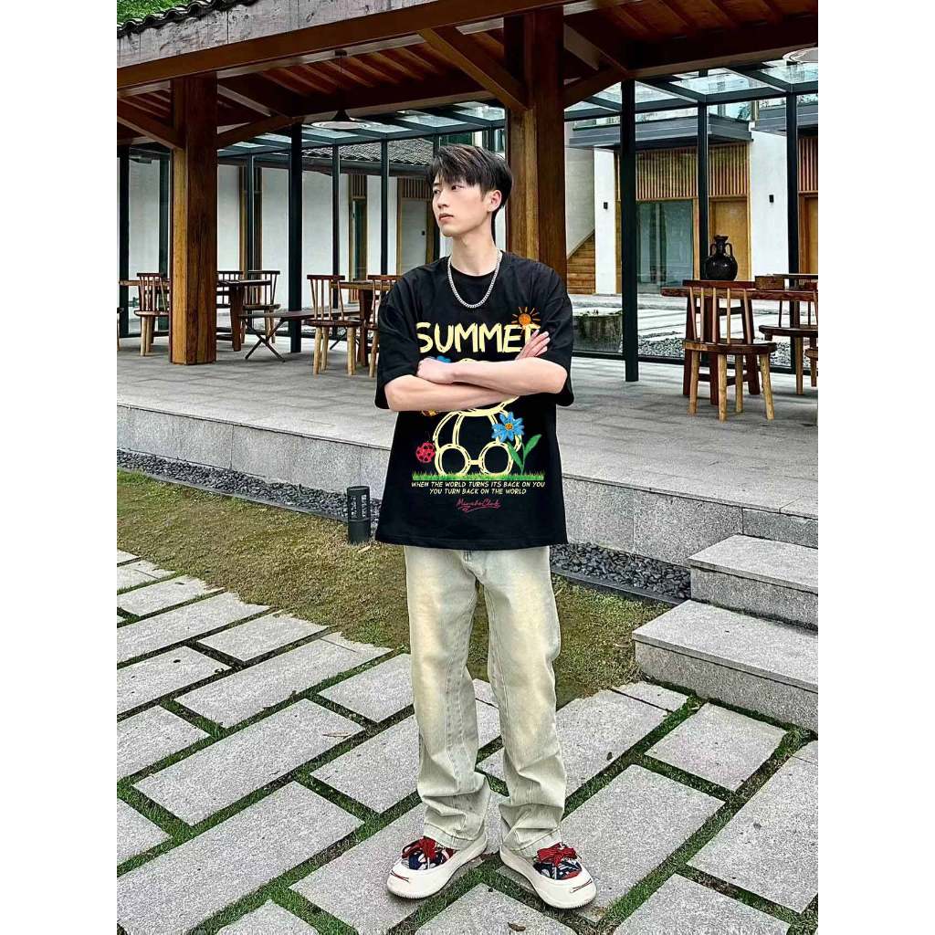 Áo thun nam form rộng local brand ATD1147 Miucho Man tay ngắn thoáng mát cổ tròn in mix BST hè biển_thumbnail_5