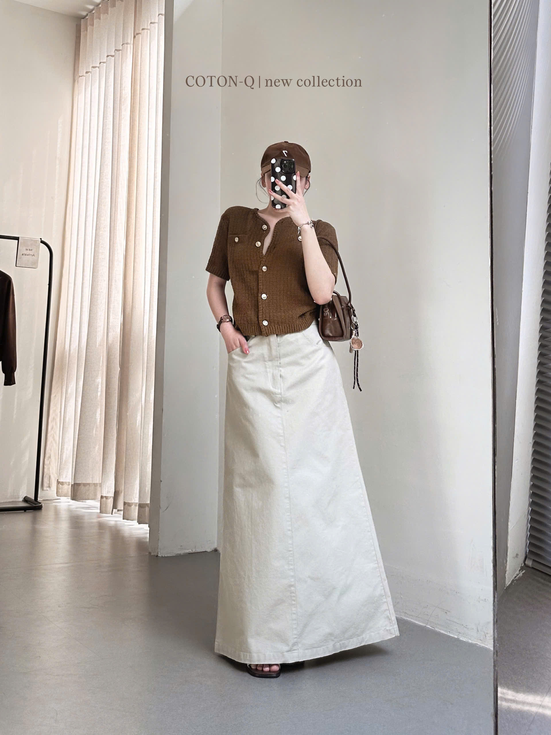 Chân váy dài Coton Q kaki xẻ sau ( BE )_thumbnail_12