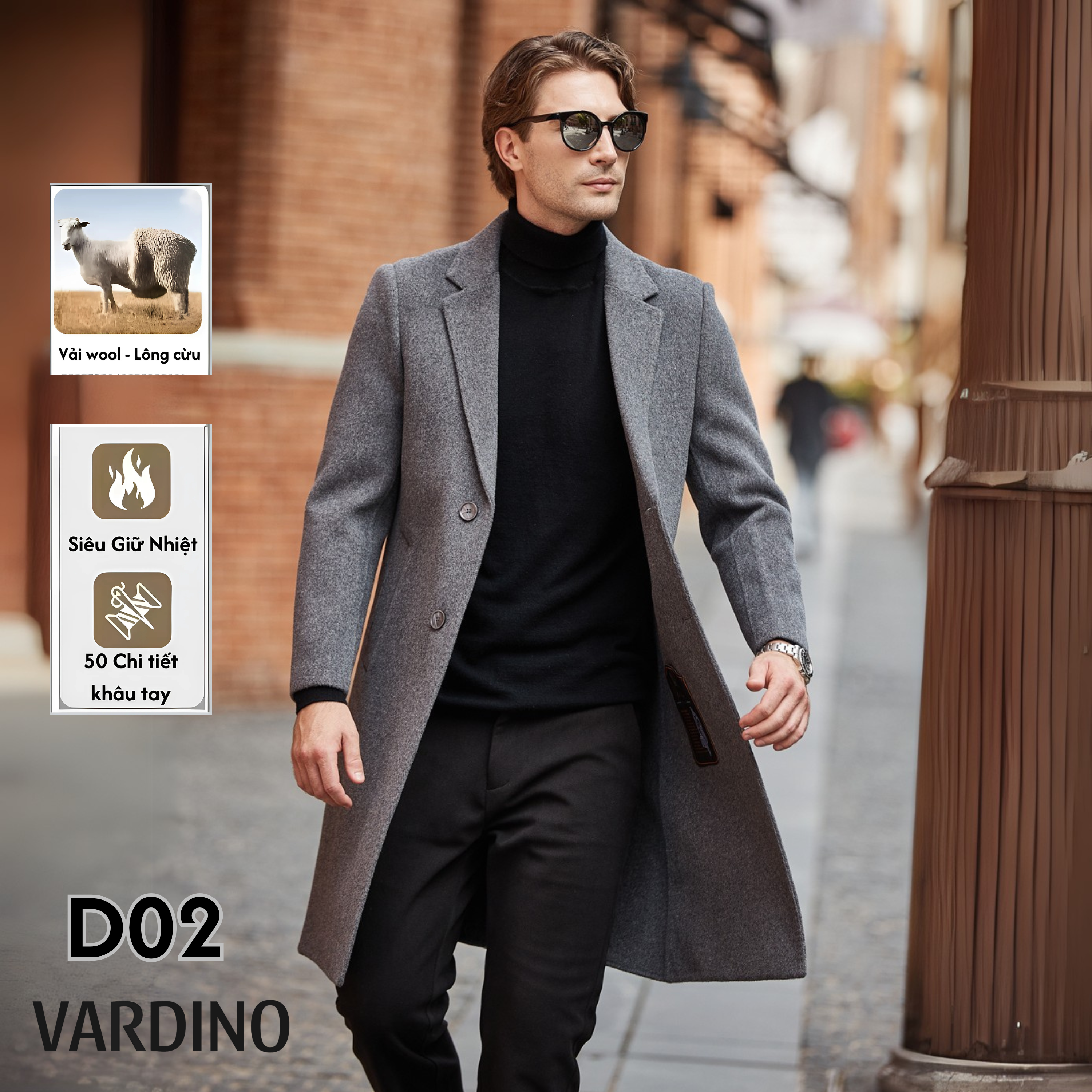 Áo khoác Mangto dáng dài lông cừu 2 lớp D02