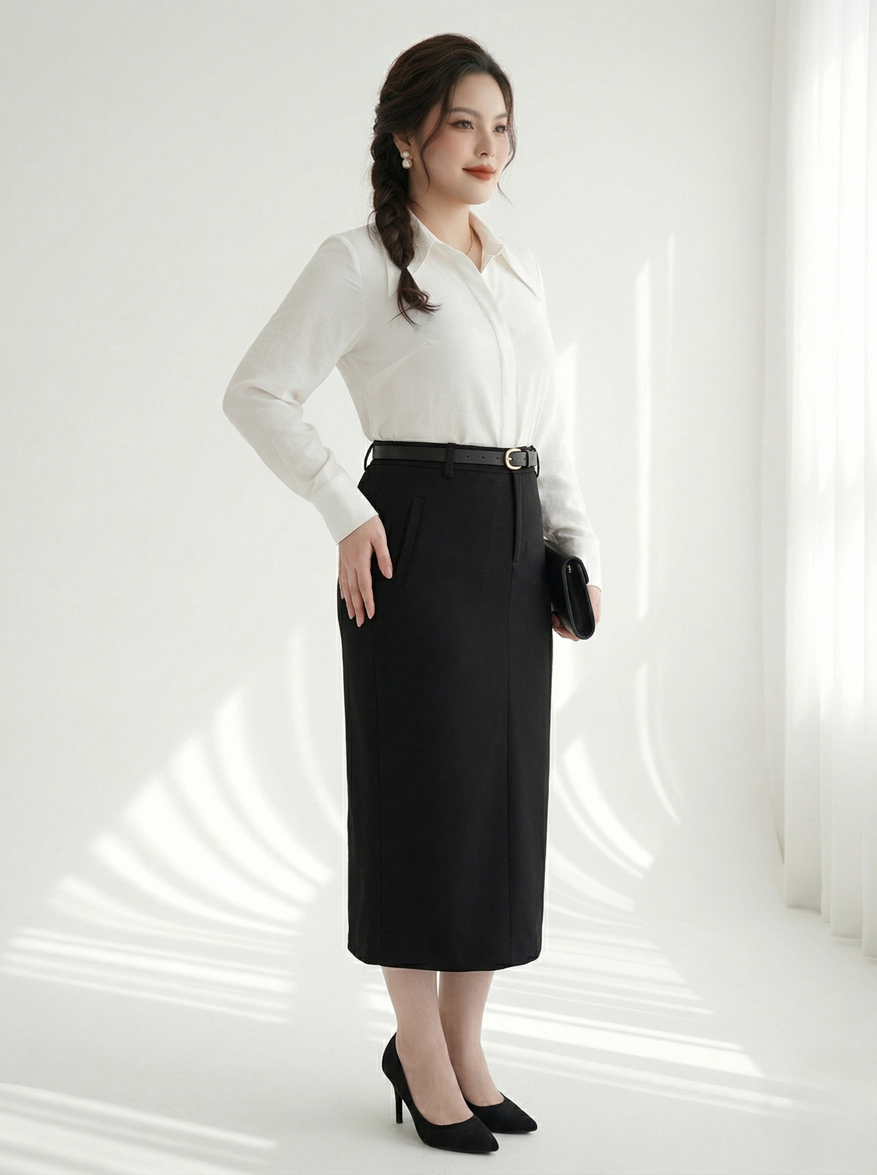 BIGSIZE NỮ - Chân váy dáng A dài xẻ tà sau dành cho nàng béo từ 55-90kg V-CV041