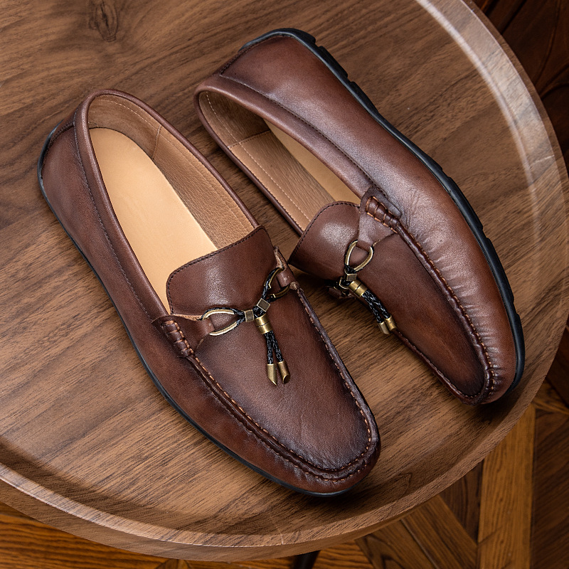 Giày Da Nam Tua Rua Beanie Giày Nam Lớp Đầu Tiên Da Bò Cho Nữ Giày Da Mềm Đế Mềm Giày Slip-on Nam Thoải Mái Và Đa Năng_thumbnail_5