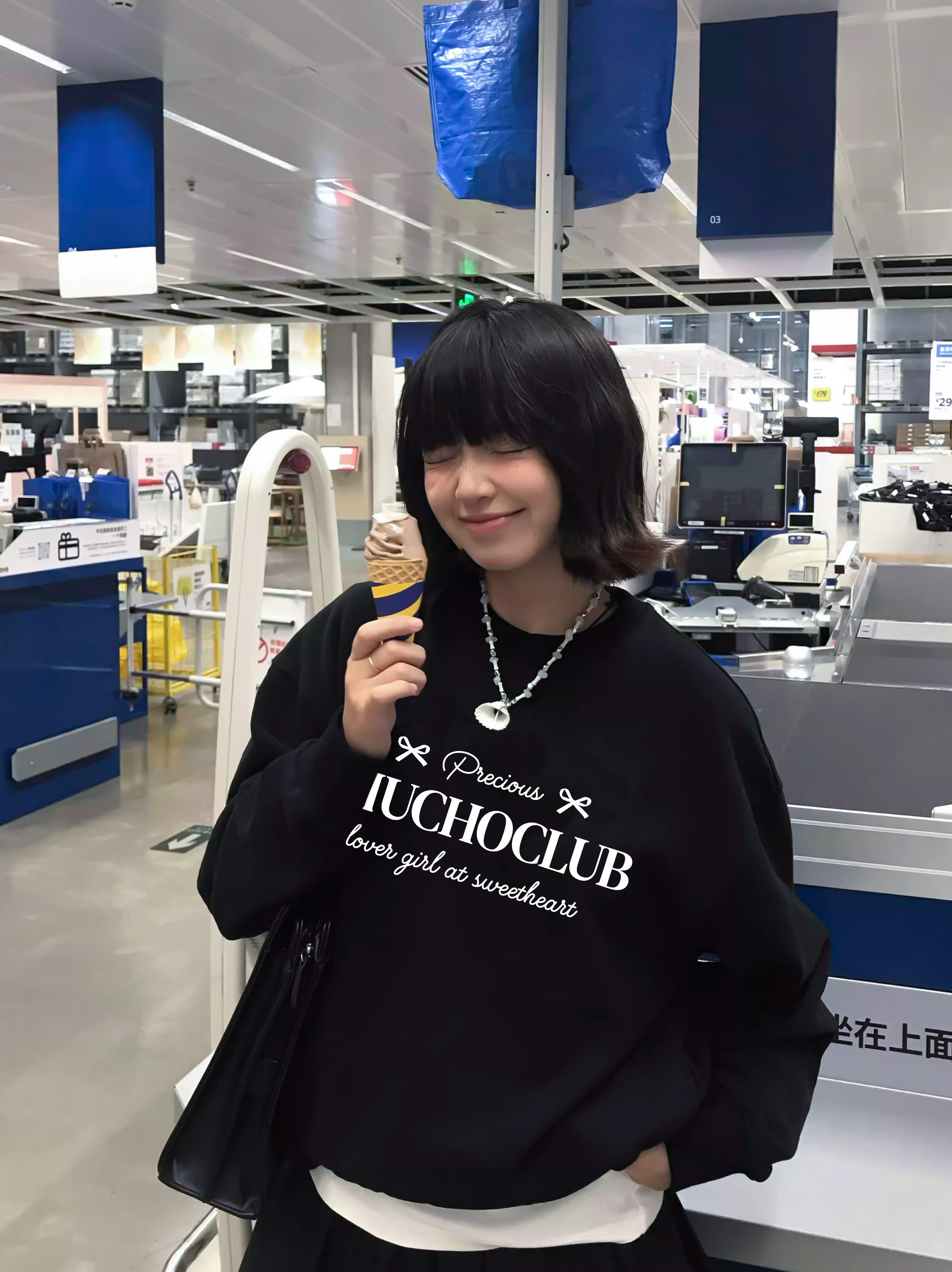 Áo sweater nữ form boxy 1924 Miucho cổ tròn vải nỉ bông 350 GSM dày dặn in basic_thumbnail_3