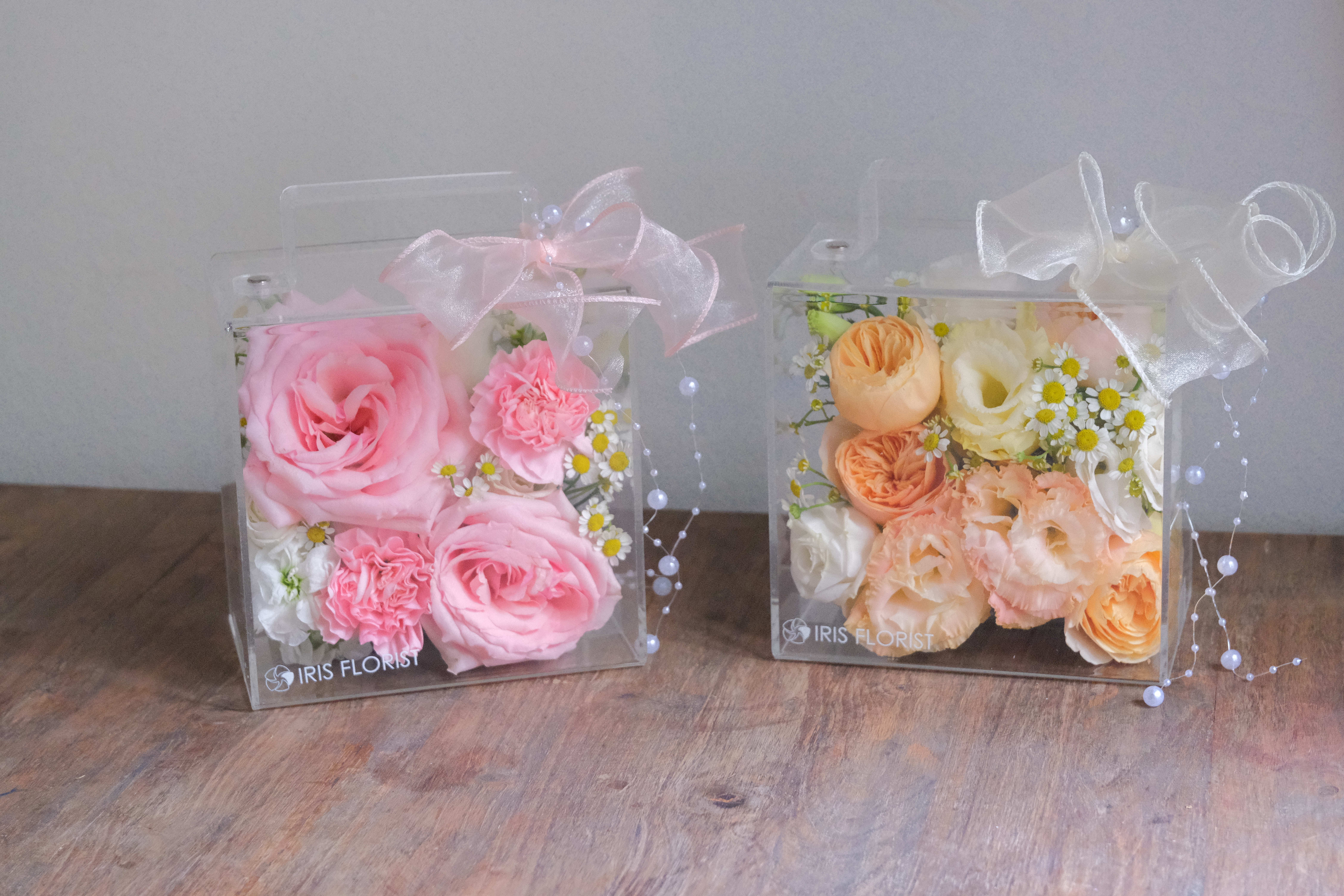 Hộp hoa Mini Mica - Tone Hồng/ Cam/ Xanh