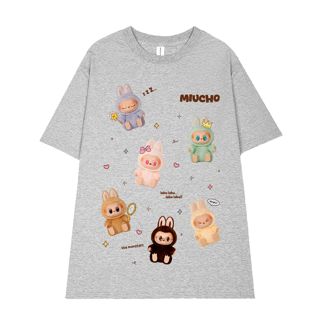 Áo thun labubu form rộng nhiều màu ATD1397 Miucho tay ngắn cổ tròn in mix_thumbnail_0