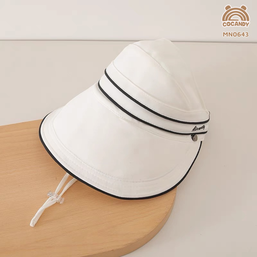 Mũ rộng vành chống nắng vải TRẮNG phối ĐEN