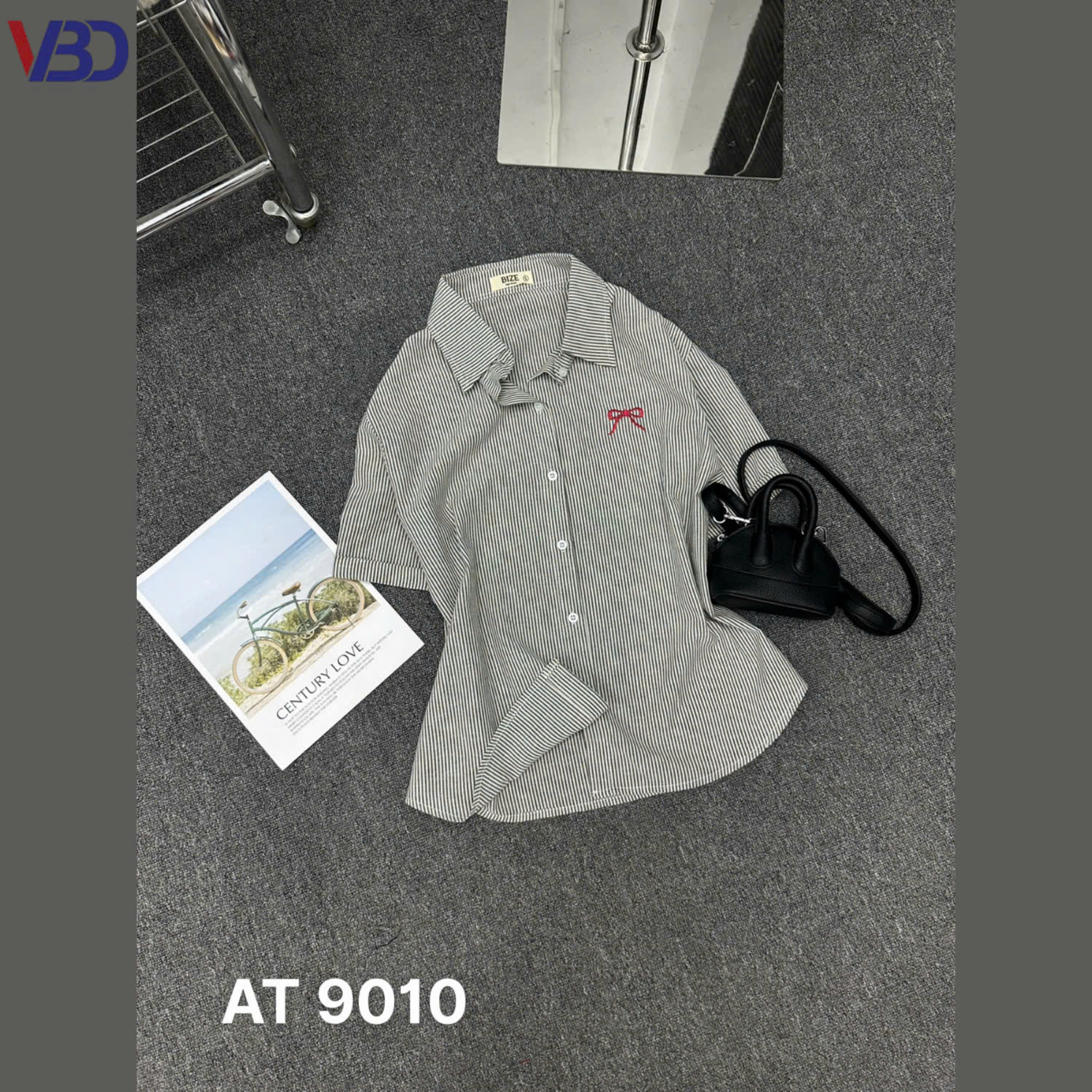 Áo sơ mi sọc phối nơ kiểu bigsize AT9010 dành cho nàng béo mập từ 55-90kg_thumbnail_2