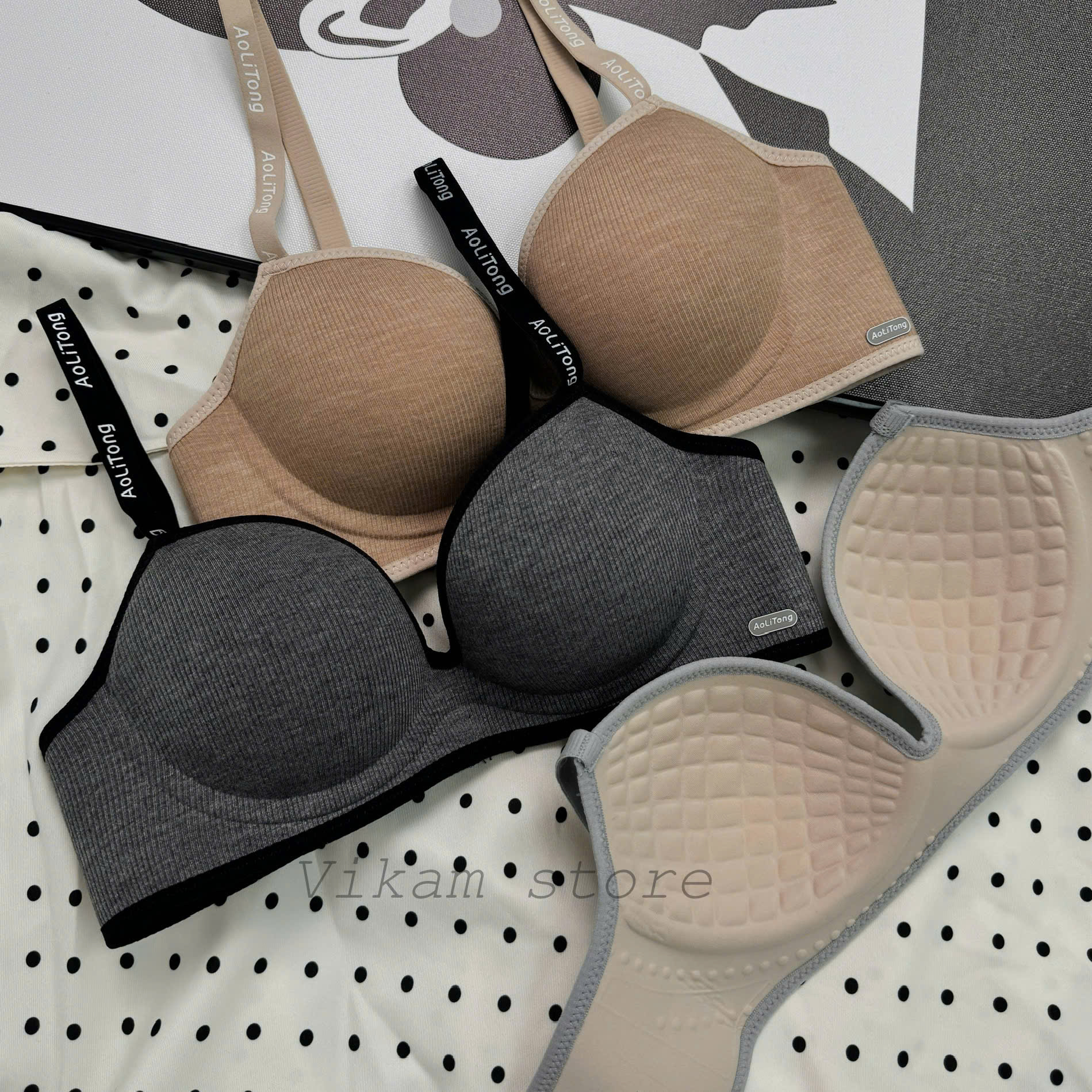 [Mã B60] Lót Nữ Su Cotton Mút 1cm Mềm Mại Thoáng Mát Vòng 1 Vikam