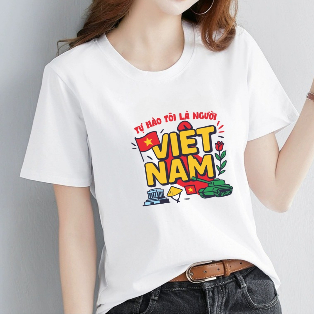 [Form vừa] Áo phông nữ Cờ Đỏ Sao Vàng Việt nam chất liệu thun cotton - Áo thun nữ 'Độc lập tự do' - LOZA G0400_thumbnail_6