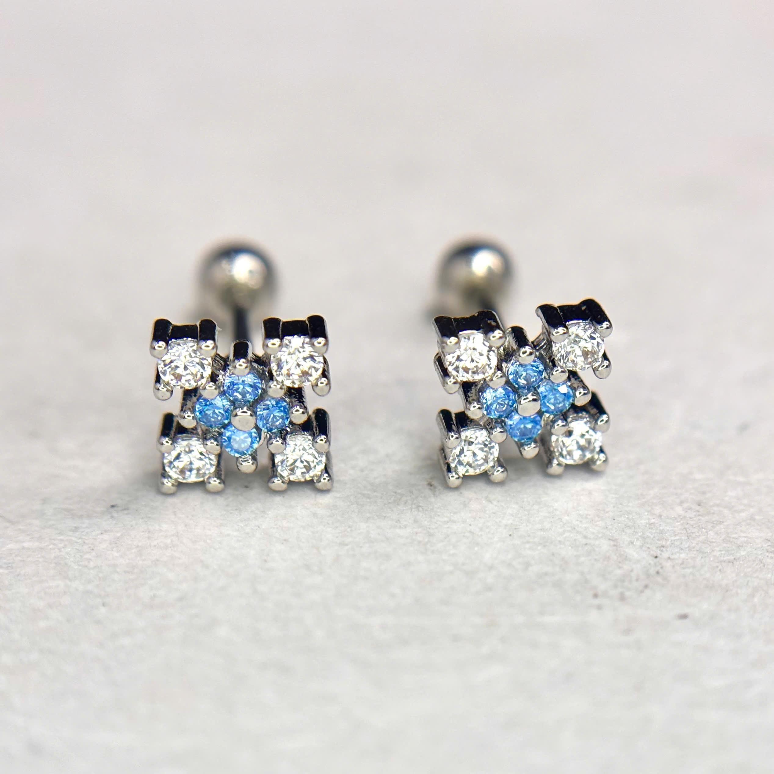 Khuyên kiểu bông tuyết nhụy xanh bi