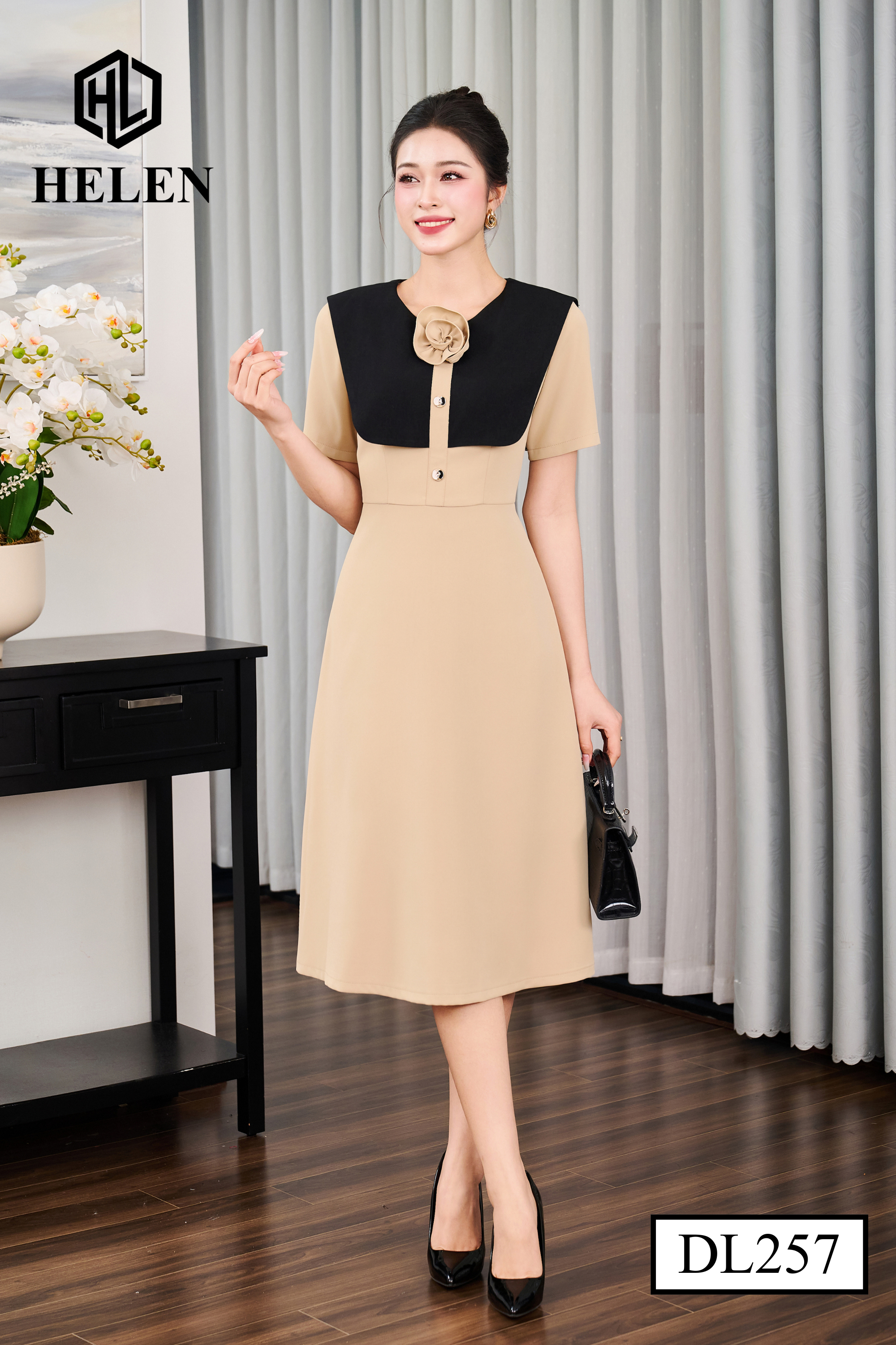 Đầm A be phối tà đen DL257_thumbnail_3