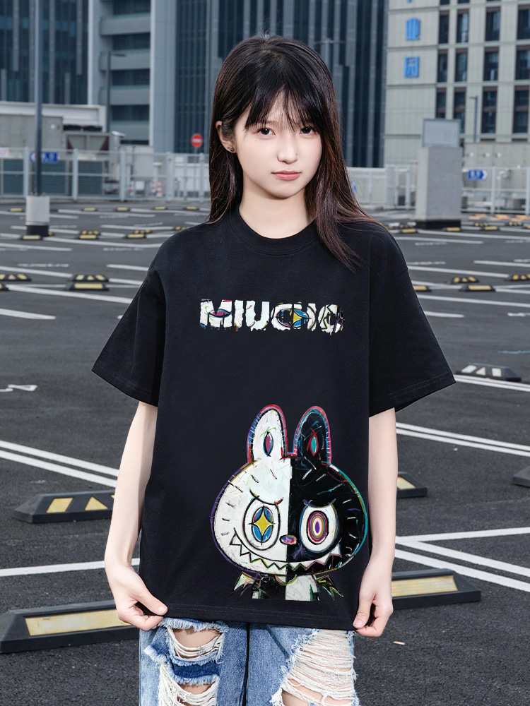 Áo phông labubu form rộng unisex ATD1442 Miucho tay ngắn cổ tròn in mix_thumbnail_2