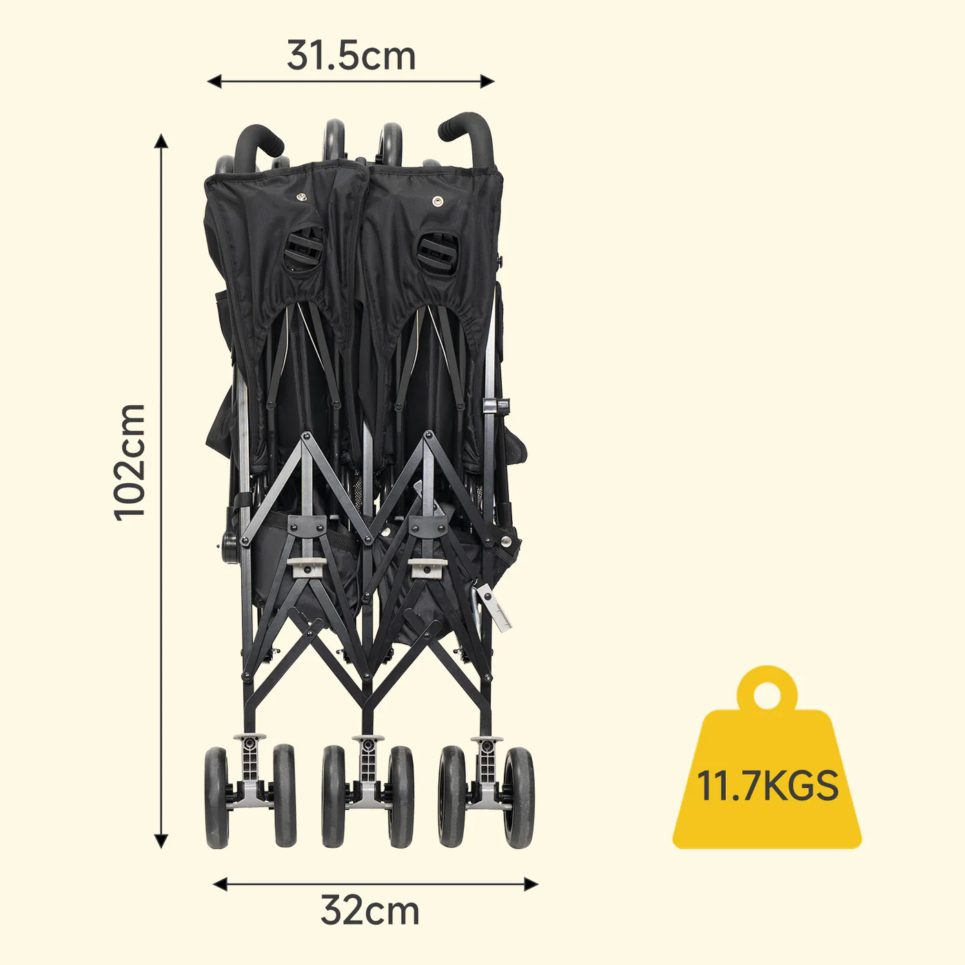 Xe đẩy Ezra - Đôi Jovikids cho bé 0-3 tuổi (màu đen) [NHẬP CODE 