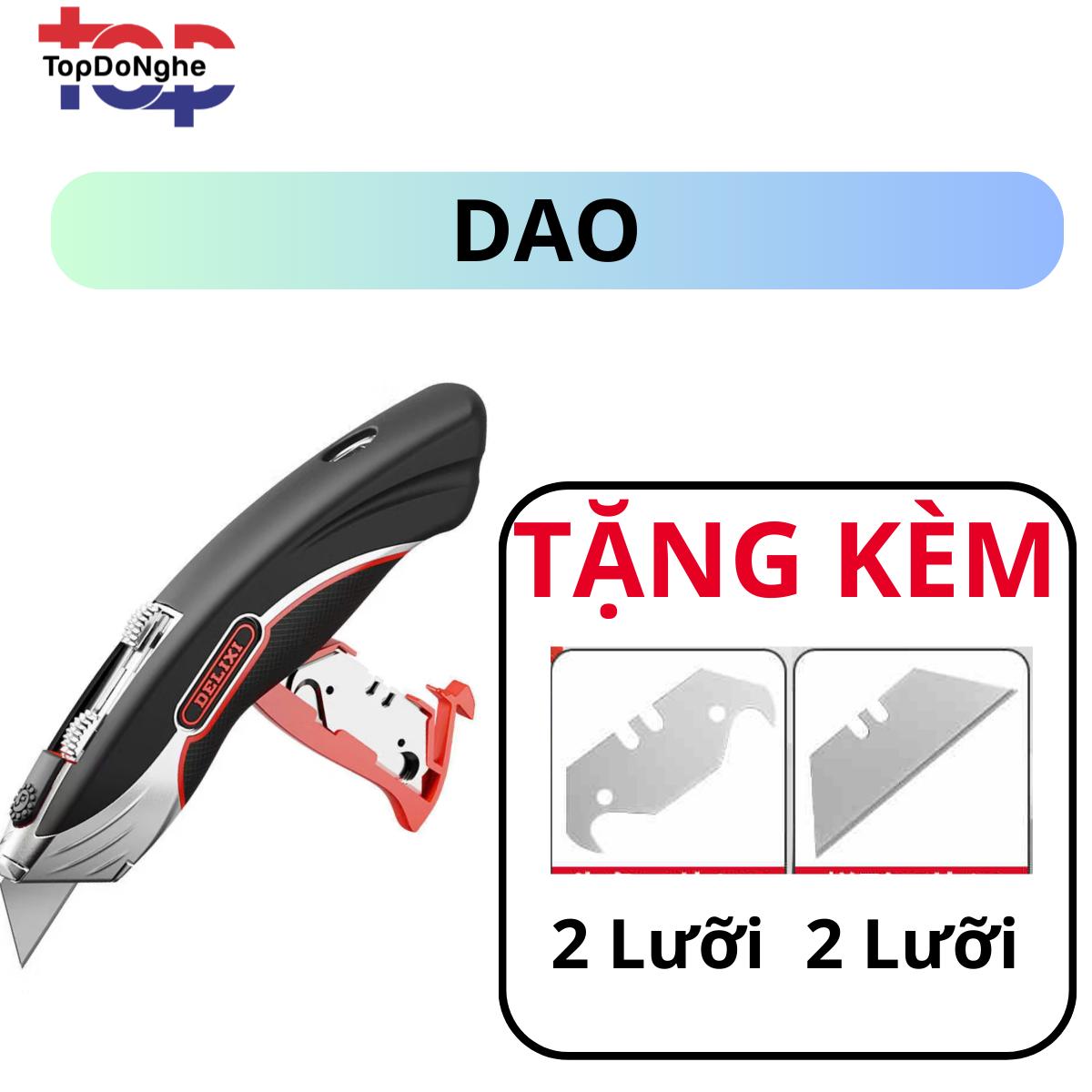 Dao rọc cắt giấy trổ 2 lưỡi khung kim loại thương hiệu DELIXI