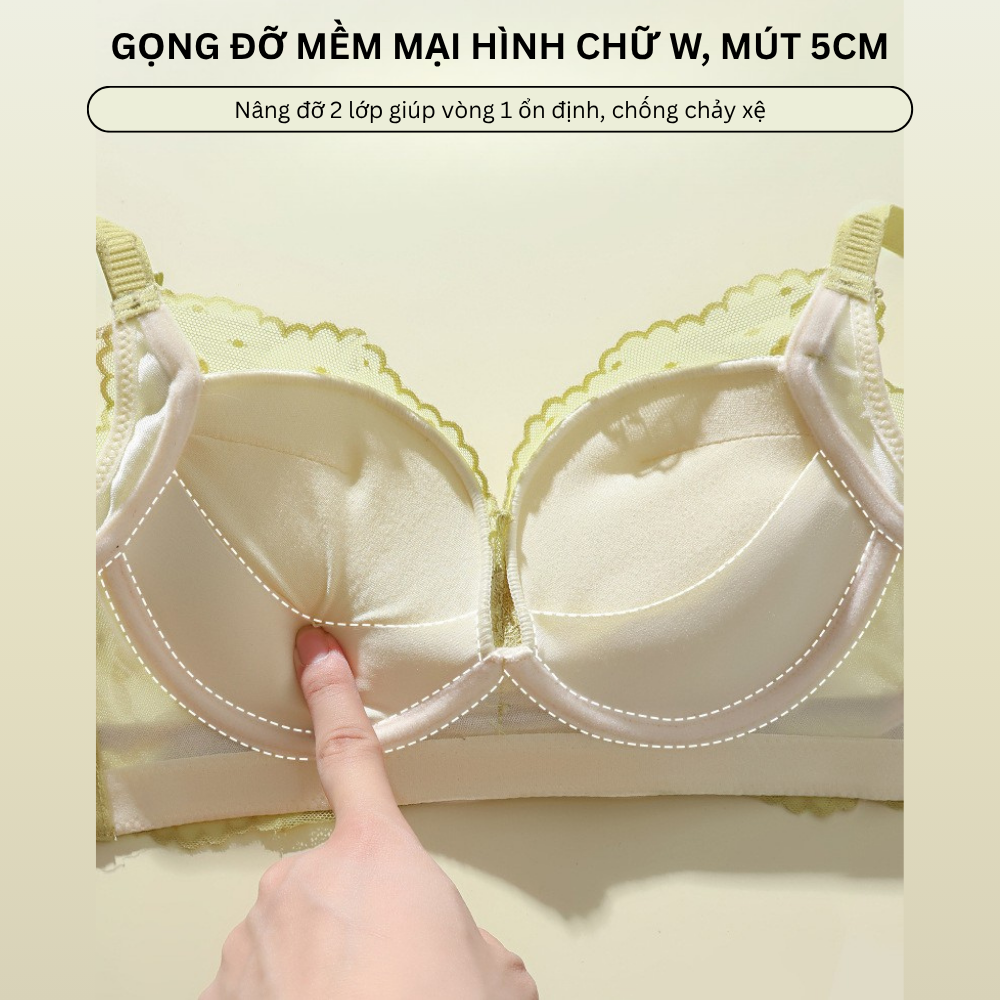 [Mã B72] Áo Ngực Nữ Ren Đệm 5cm Cao Cấp Áo Lót Nữ Ren Mềm Mại Nâng Dẩy Không Gọng Vikam Size 34-38 Màu Đen Hồng Kem Xanh_thumbnail_7