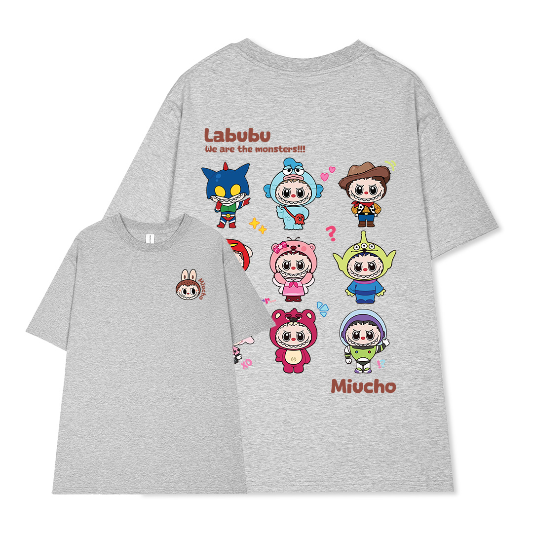 Áo thun labubu form rộng hottrend ATD1270 Miucho vải cotton thoáng mát cổ tròn in mix_thumbnail_10