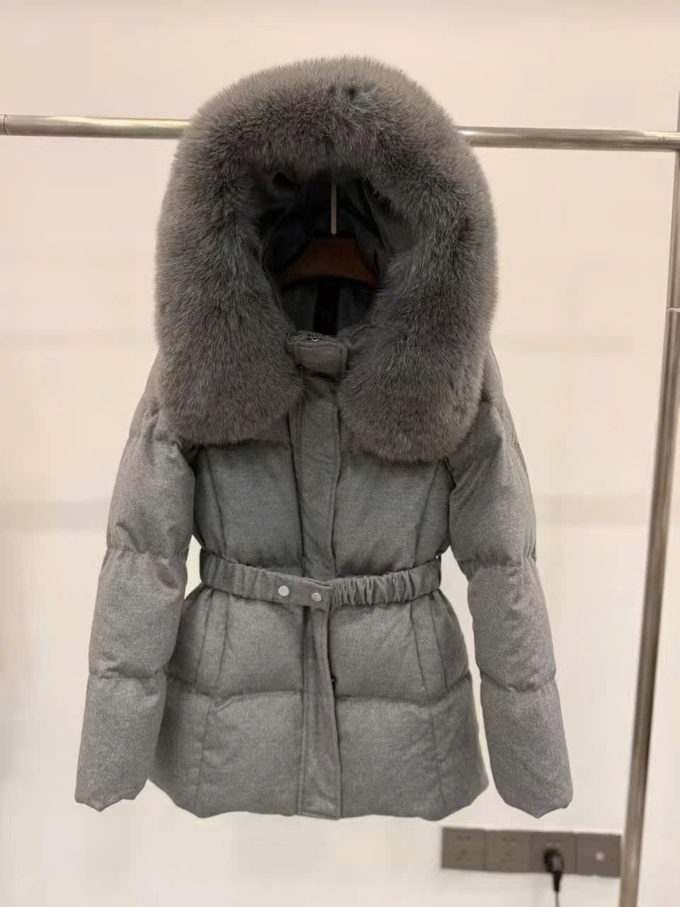 Áo phao cổ lông đai - V97