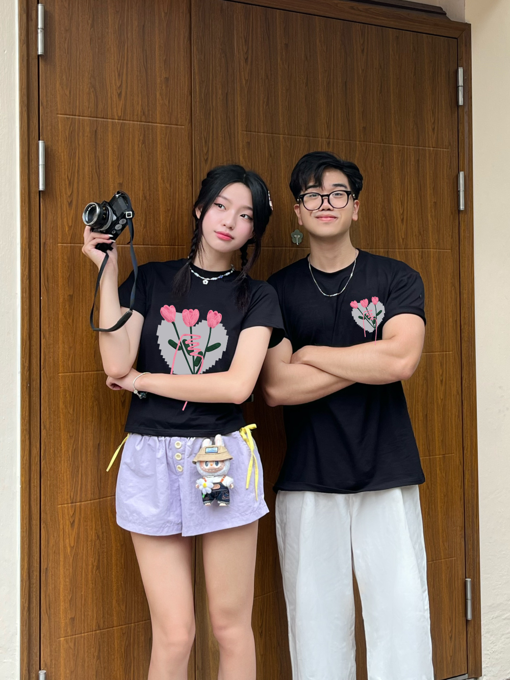 Áo thun cặp nam nữ form rộng 1968 Miucho vải 4c cotton 220gsm thoáng mát cổ tròn in mix_thumbnail_3