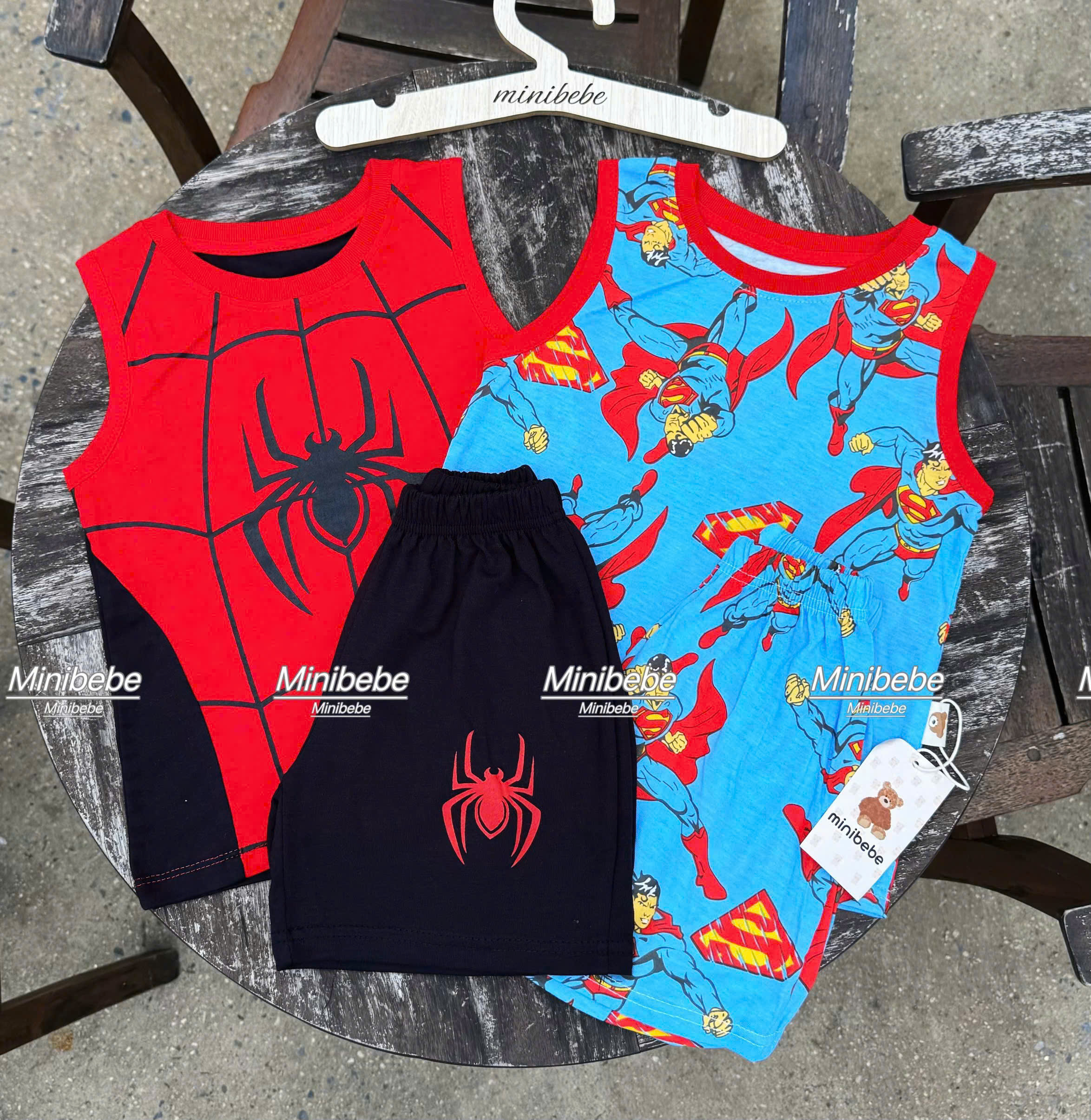 R06 SET 2 BỘ BA LỖ NHỆN ĐEN VÀ SUPPER MAN- A100.193