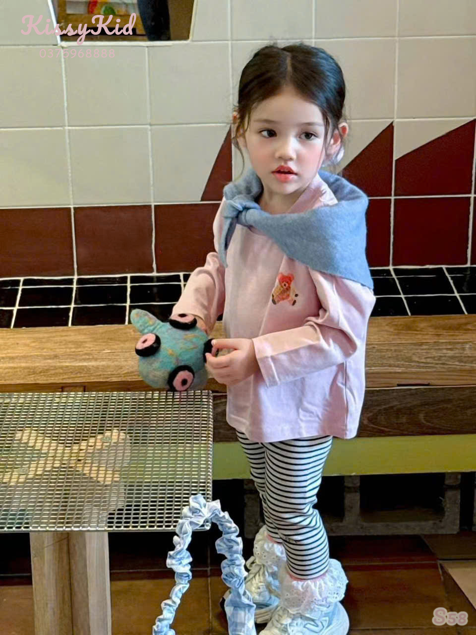 (G17) Áo thun trơn màu hồng in gấu One dou_thumbnail_0