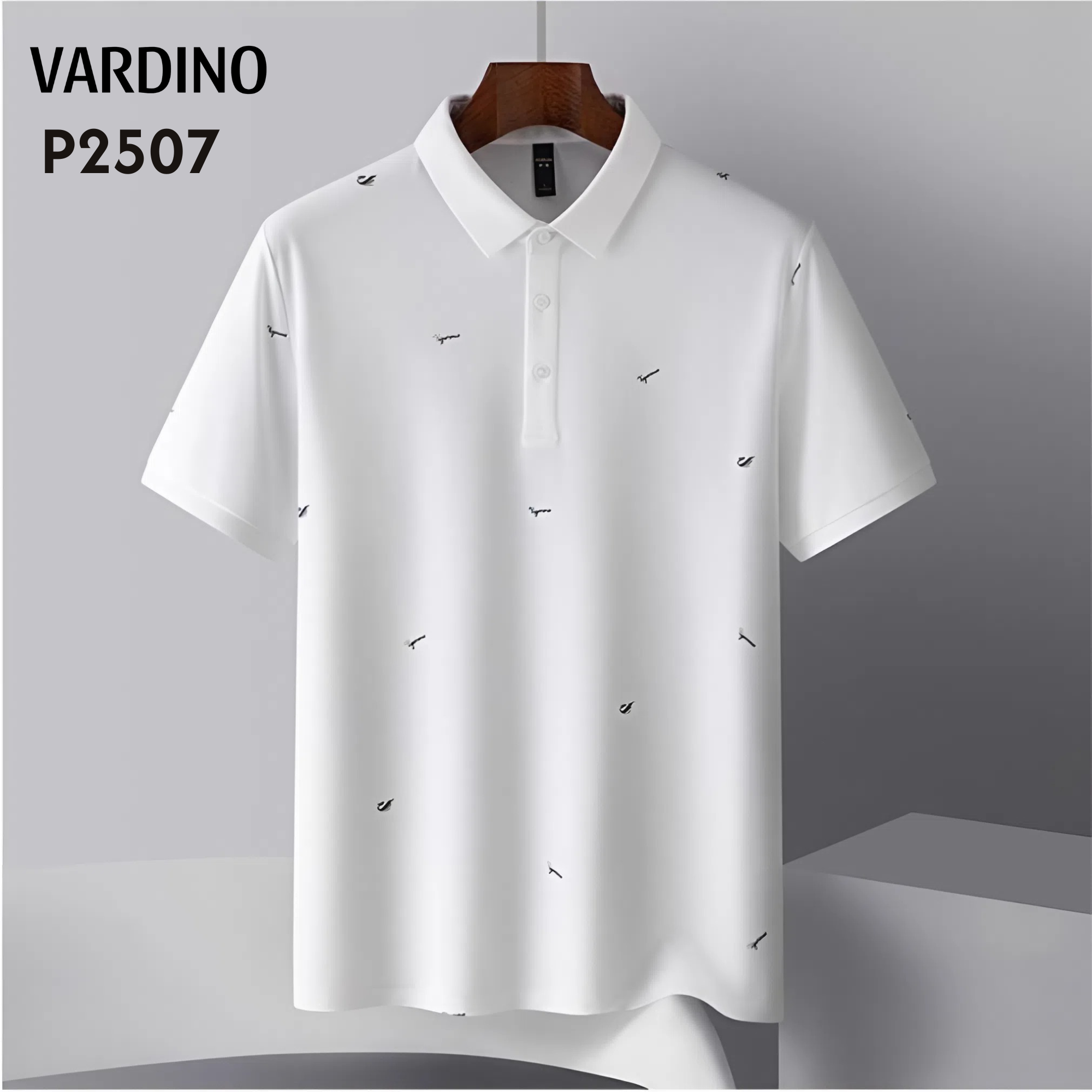 Áo polo cotton pima họa tiết trắng Vardino P2507_thumbnail_2