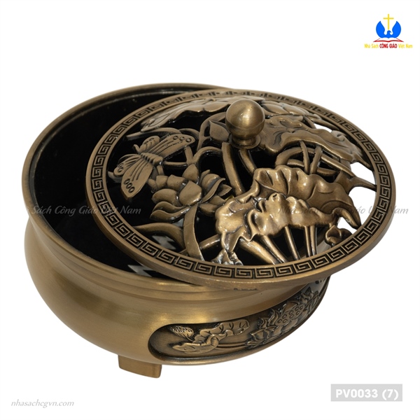 Lư đồng xông trầm loại vừa có đế (11x6 cm. đế 4cm)_thumbnail_1