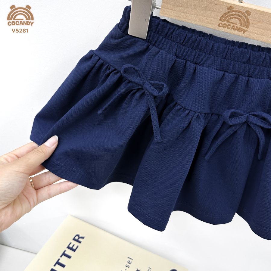 Chân váy XANH THAN xếp ly phối nơ_thumbnail_4