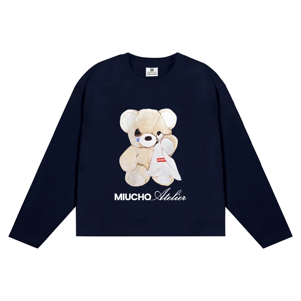 Áo thun form boxy tay dài Miucho cotton co giãn 2 chiều thoáng mát cổ tròn gấu bông in mix 2693_thumbnail_12