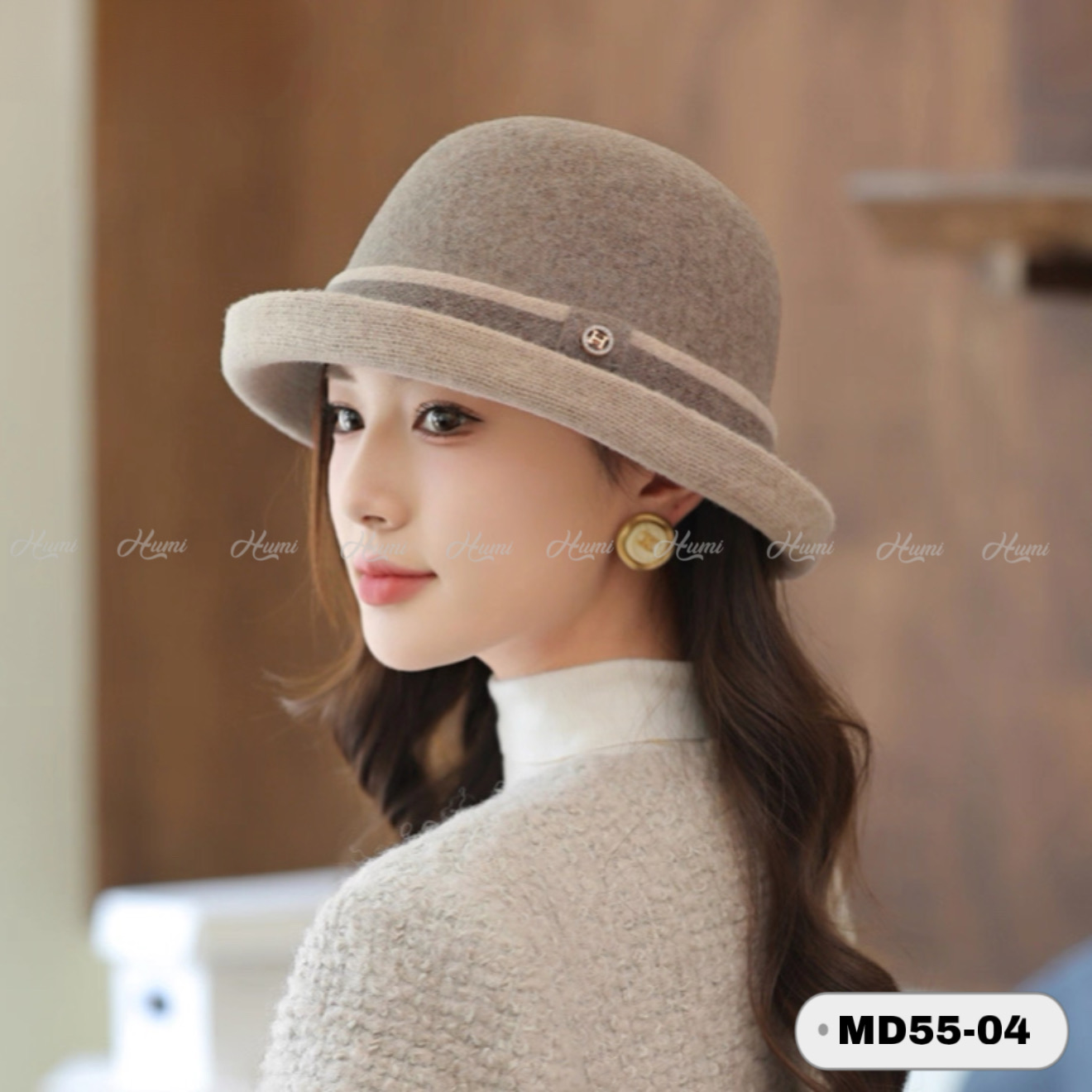 MŨ LEN DỆT CAO CẤP (MD55-04 Nâu nhạt)