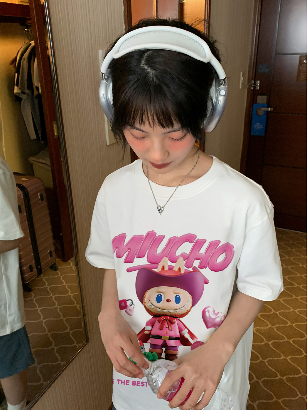 Áo thun labubu dễ thương form rộng nhiều màu ATD1453 Miucho vải cotton cổ tròn in mix_thumbnail_5