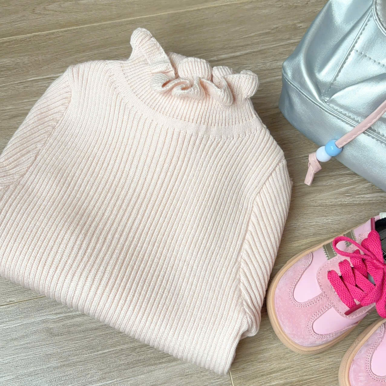 (G227) Áo len cổ 3p màu hồng