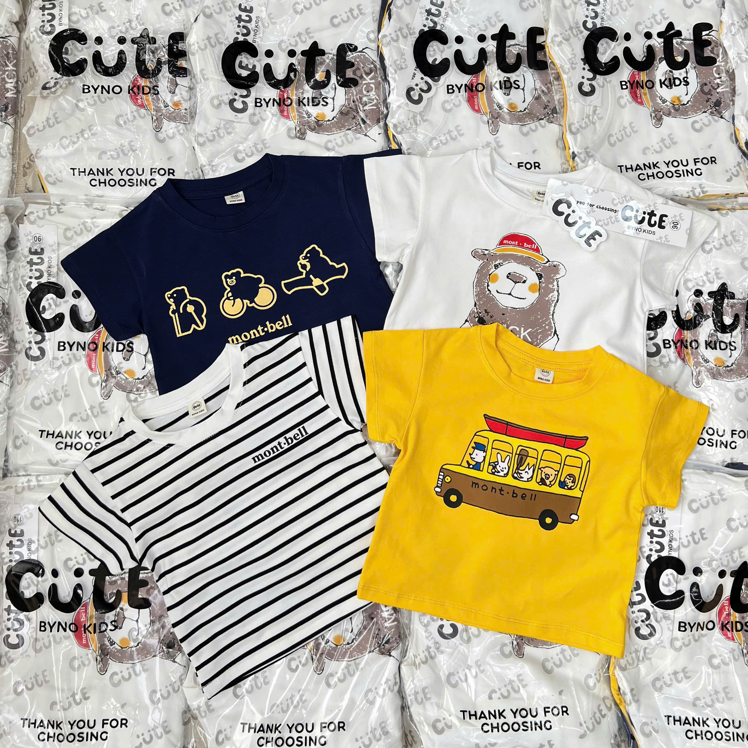 T50 SET 4 ÁO CỘC TAY GẤU MŨ ĐỎ MCK- A106.268