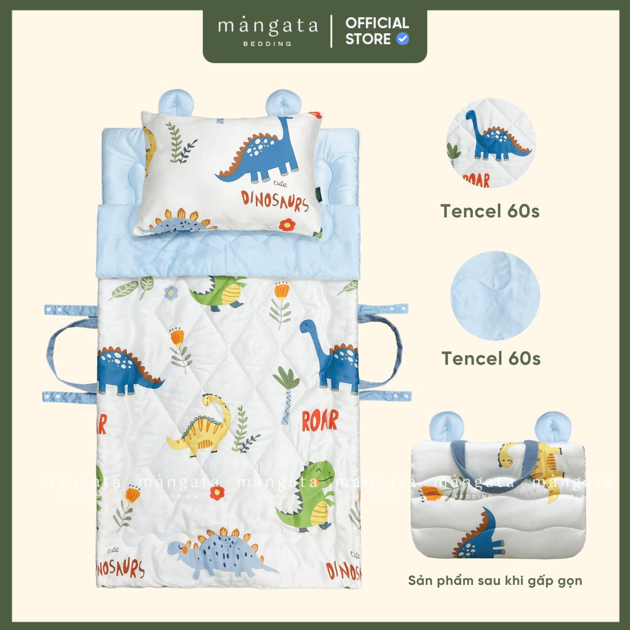 Mẫu Công viên khủng long - Bộ chăn gối gấp gọn đi học 