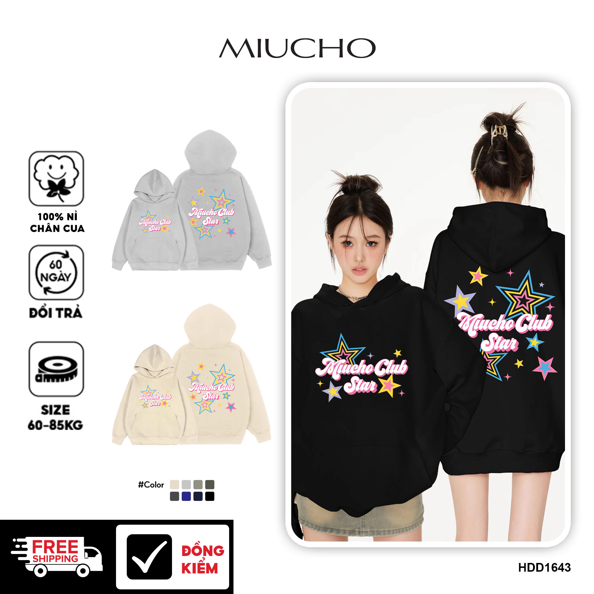 Áo hoodie nữ form rộng dày dặn vải nỉ chân cua HDD1643 Miucho in mix_thumbnail_1