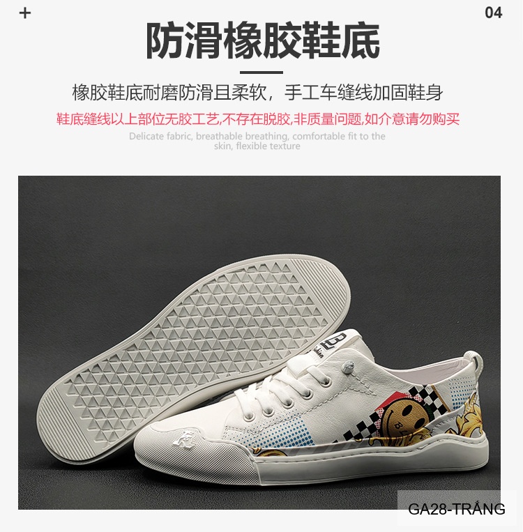 GA28 - Giày Sneaker Nam Da Bò Thiết Kế Smile Độc Đáo, Phong Cách Thường Ngày_thumbnail_13