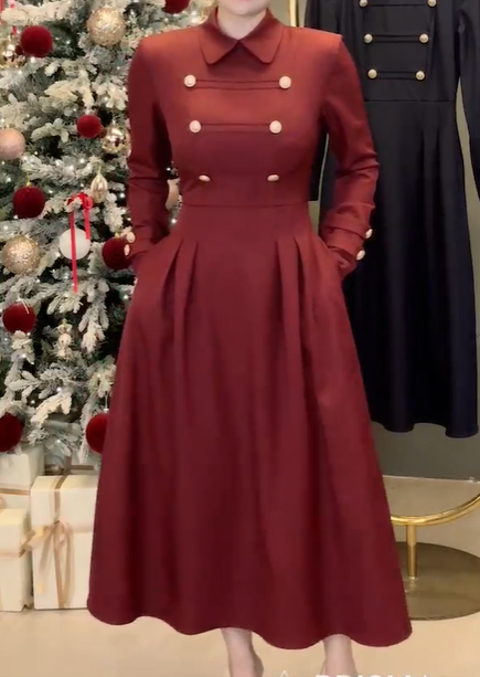 Đầm Xoè Phối Cúc Tay Dài_thumbnail_5