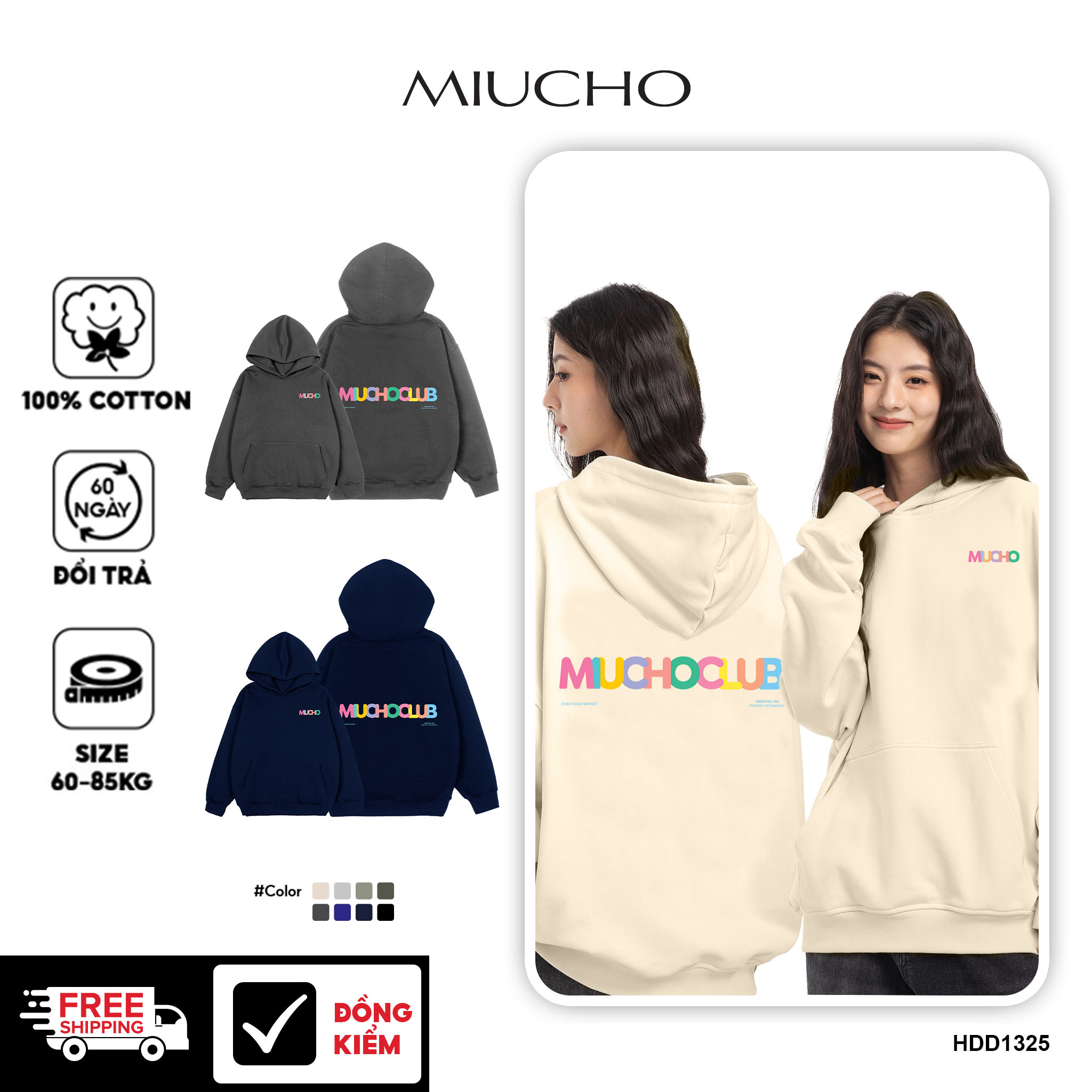 Áo hoodie unisex form rộng HDD1325 Miucho nỉ chân cua dày dặn in mix_thumbnail_1
