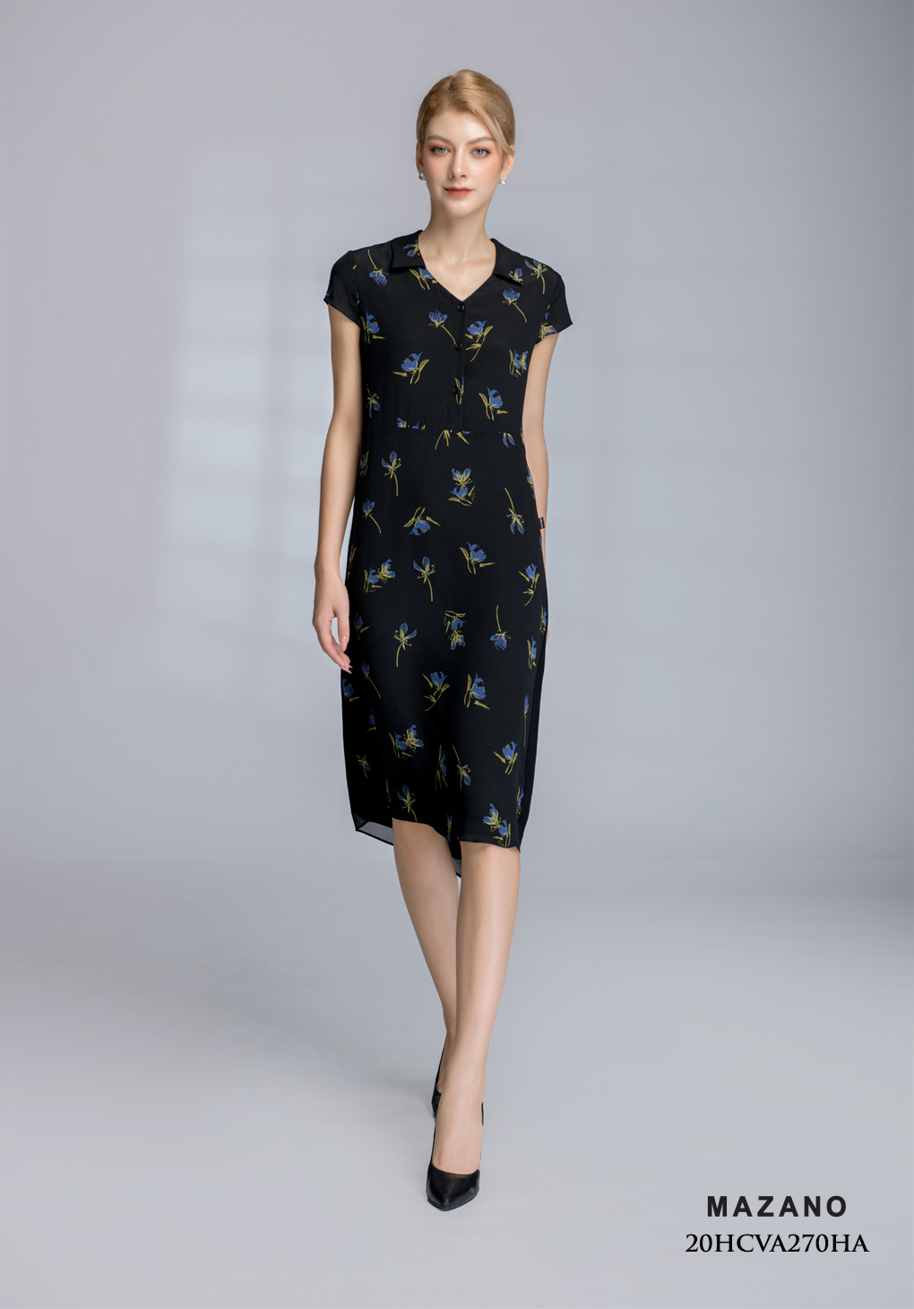 Đầm đen họa tiết hoa xanh_thumbnail_2