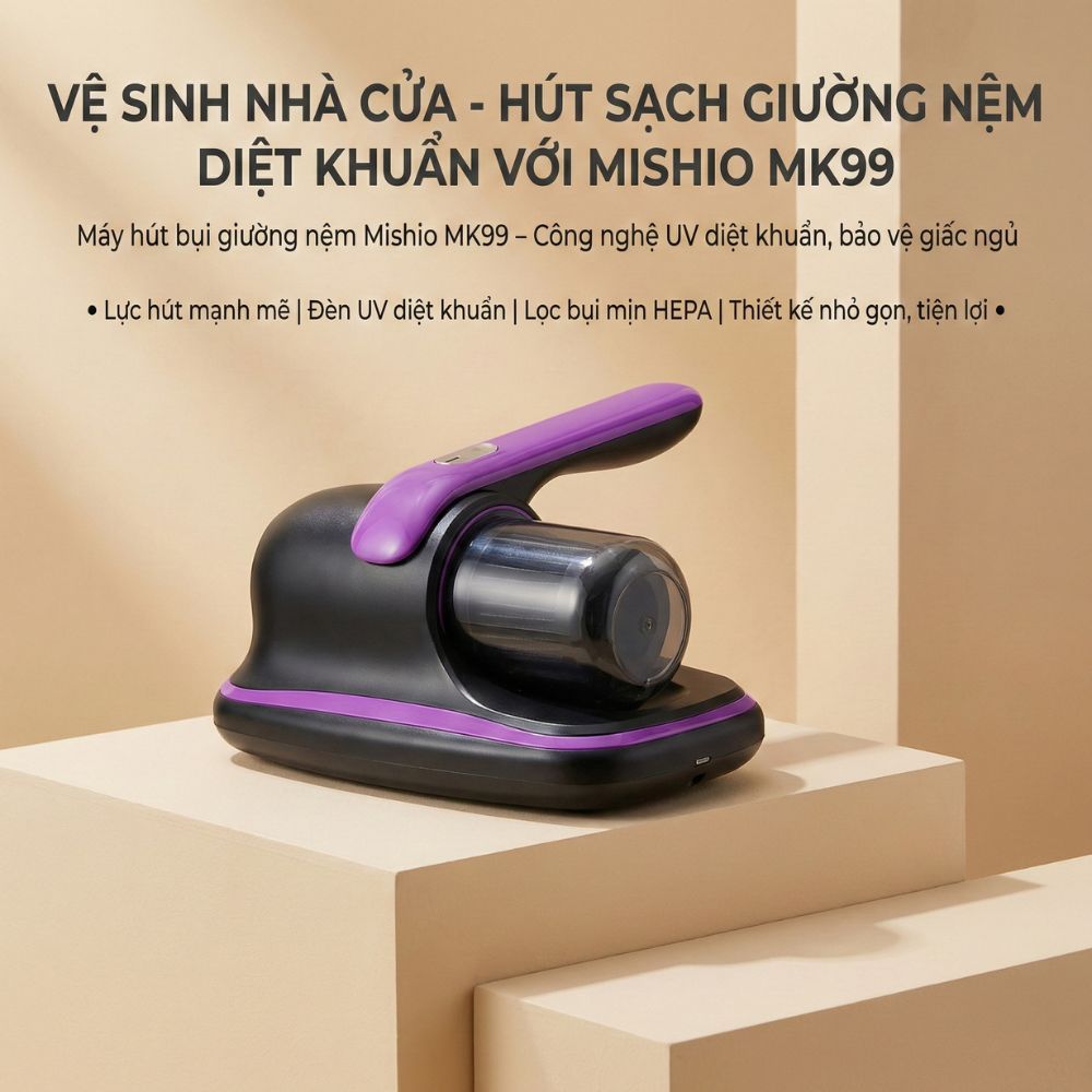 Máy hút bụi giường nệm KACHI MK99 pin sạc lọc bụi HEPA