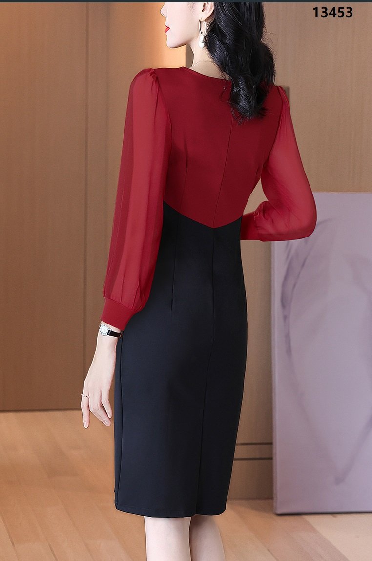 13453-Đầm body tay  voan cách điệu ( thun cát phối voan)_thumbnail_1