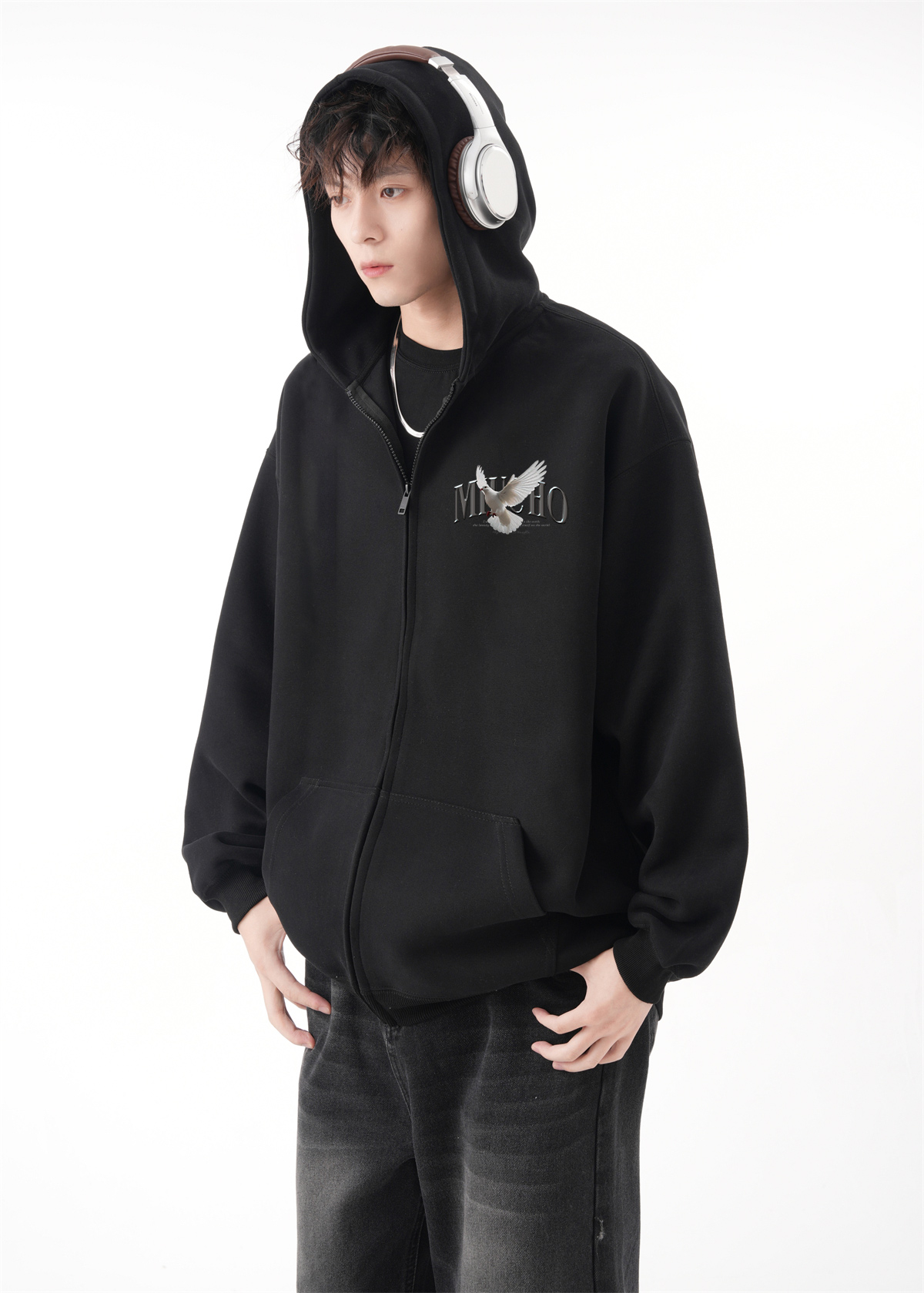 Áo hoodie zip nam local brand form rộng HZD1584 Miucho Club vải nỉ chân cua dày dặn mũ rộng in mix_thumbnail_4