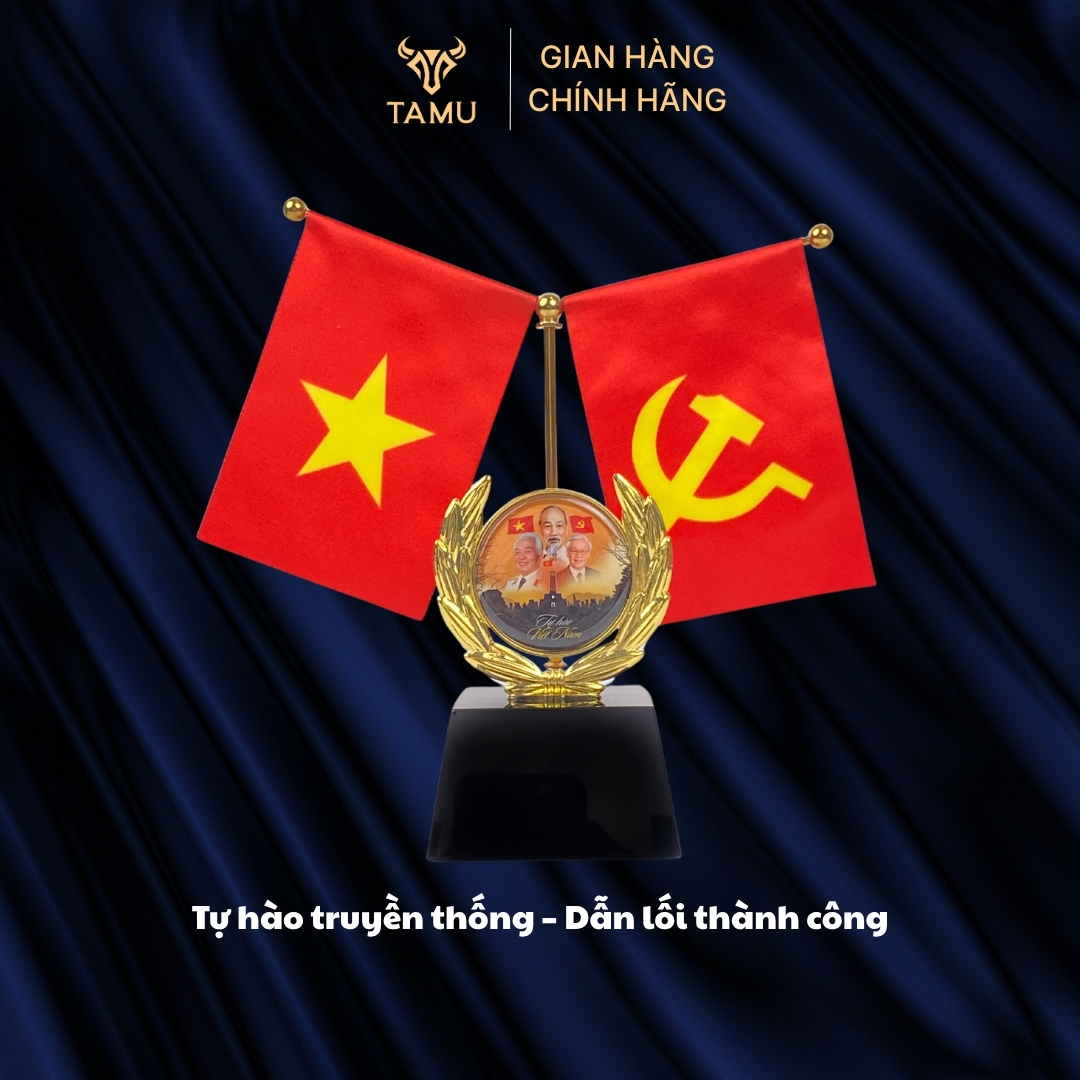 Bộ Cờ Trang Trí Bàn Làm Việc Kèm Đế Pha Lê Đen Cao Cấp_thumbnail_1