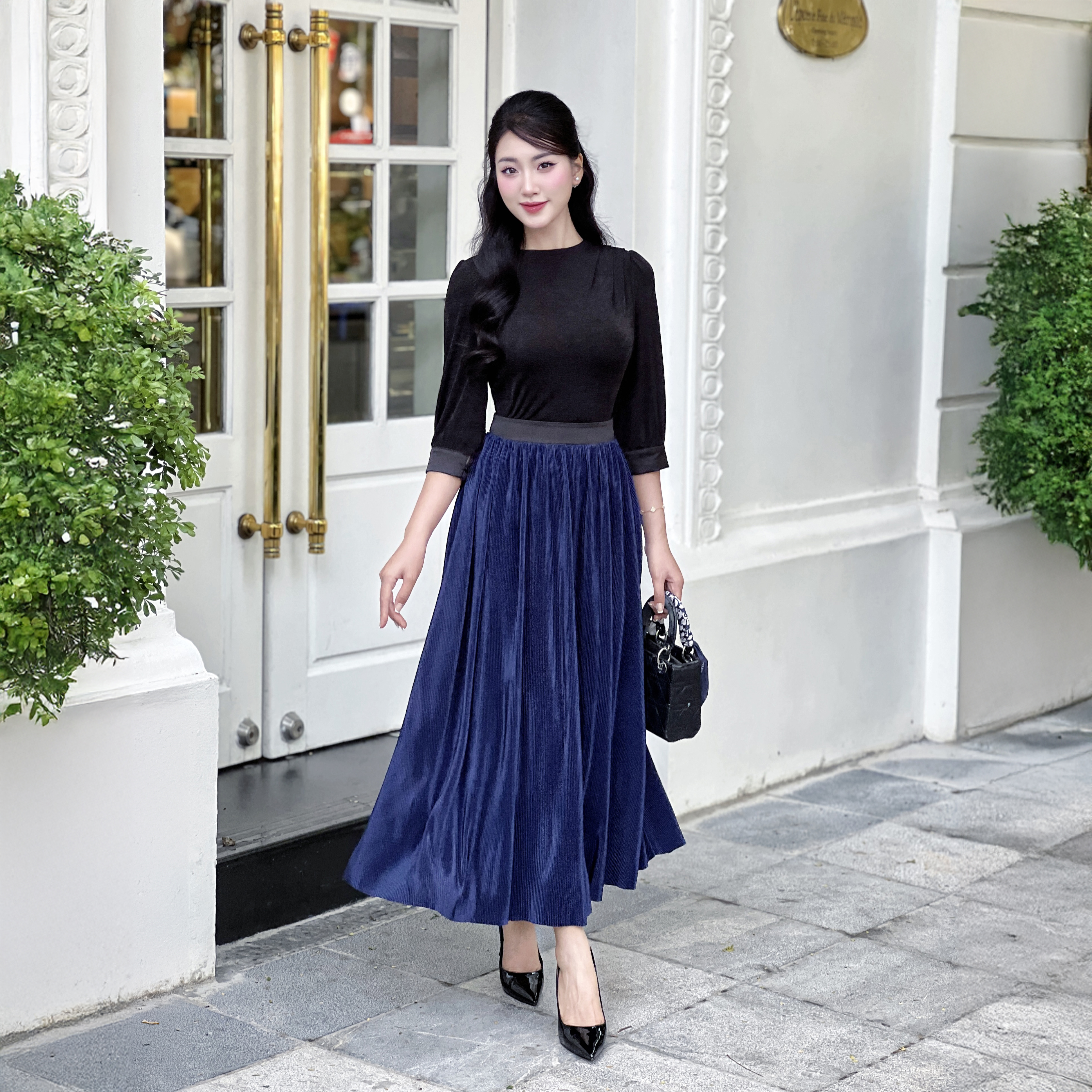 Chân váy công sở Narsis B24010 dáng dài xếp ly, trẻ trung, dễ phối đồ._thumbnail_1