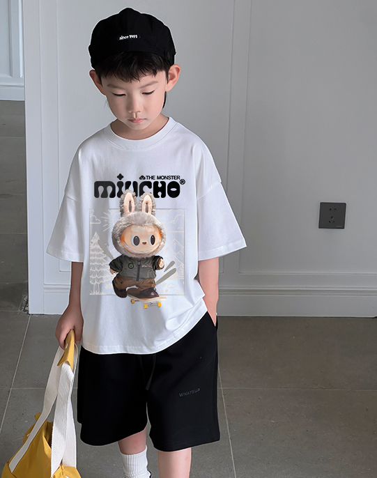 Áo thun bé trai labubu form rộng AED1498 Miucho Kid vải cotton thoáng mát cổ tròn in graphic_thumbnail_3