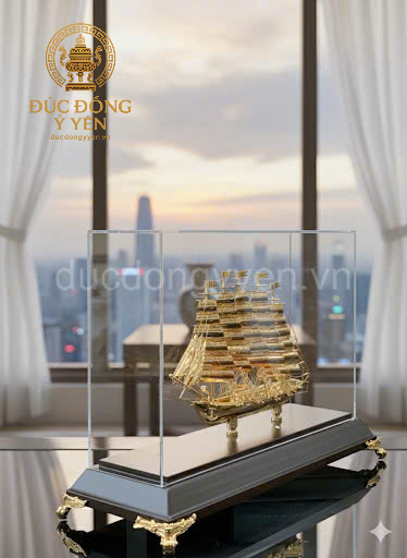 Quà tặng thuyền thuận buồm xuôi gió mạ vàng 24k KT31x 22cm _thumbnail_2