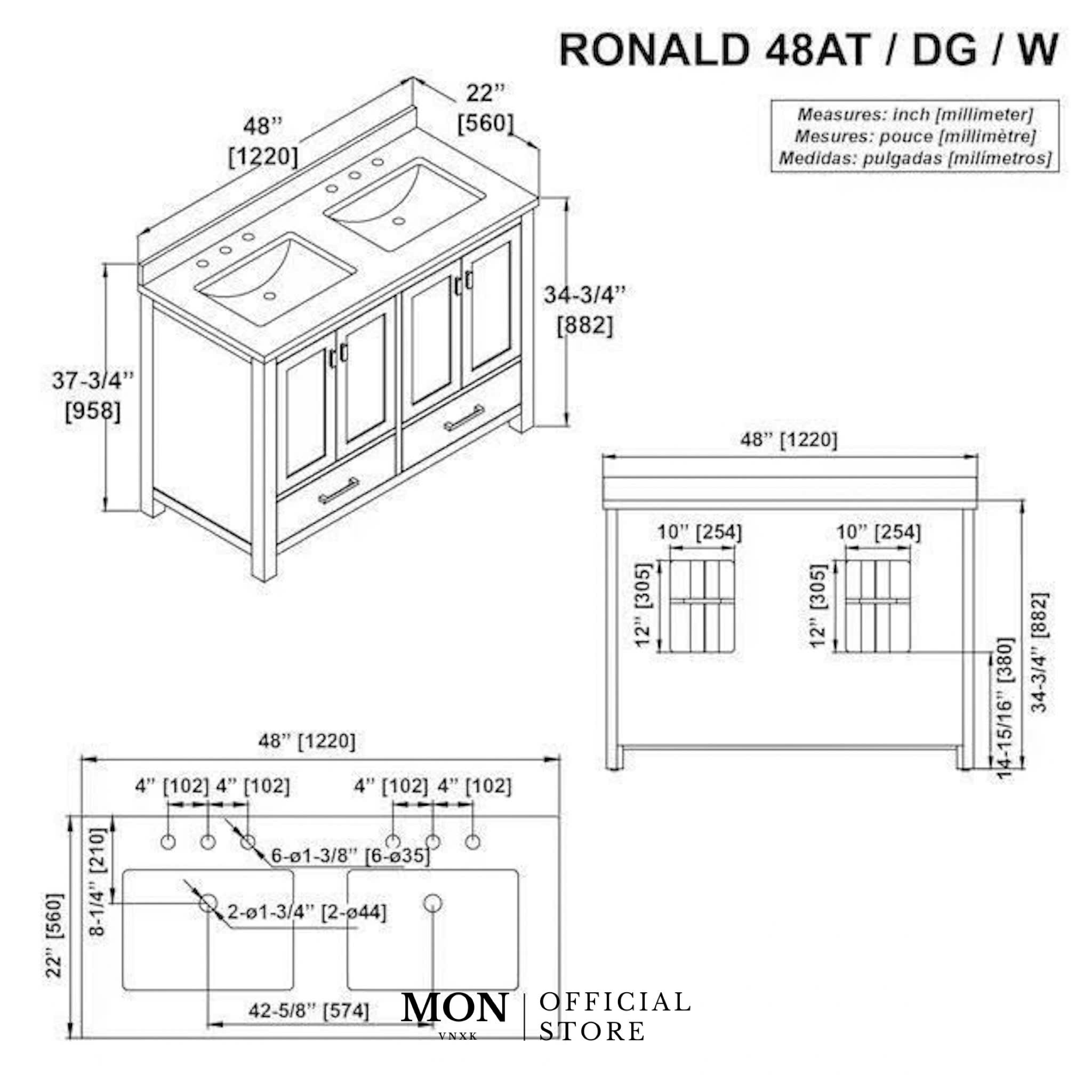 TỦ LAVABO ALLEN & ROTH 48 inch RONALD 48-IN ALMOND TOFFEE_thumbnail_2