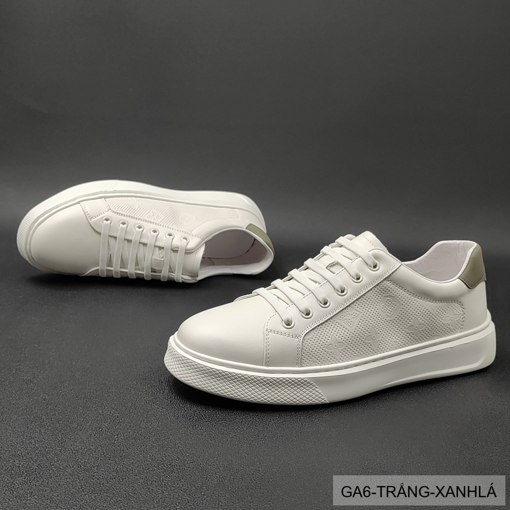 GA6 - Giày Sneaker Nam Da Bò Phong Cách Hàn, Đế Bằng Thoáng Khí, Màu Trắng Xanh Lá Đen_thumbnail_3