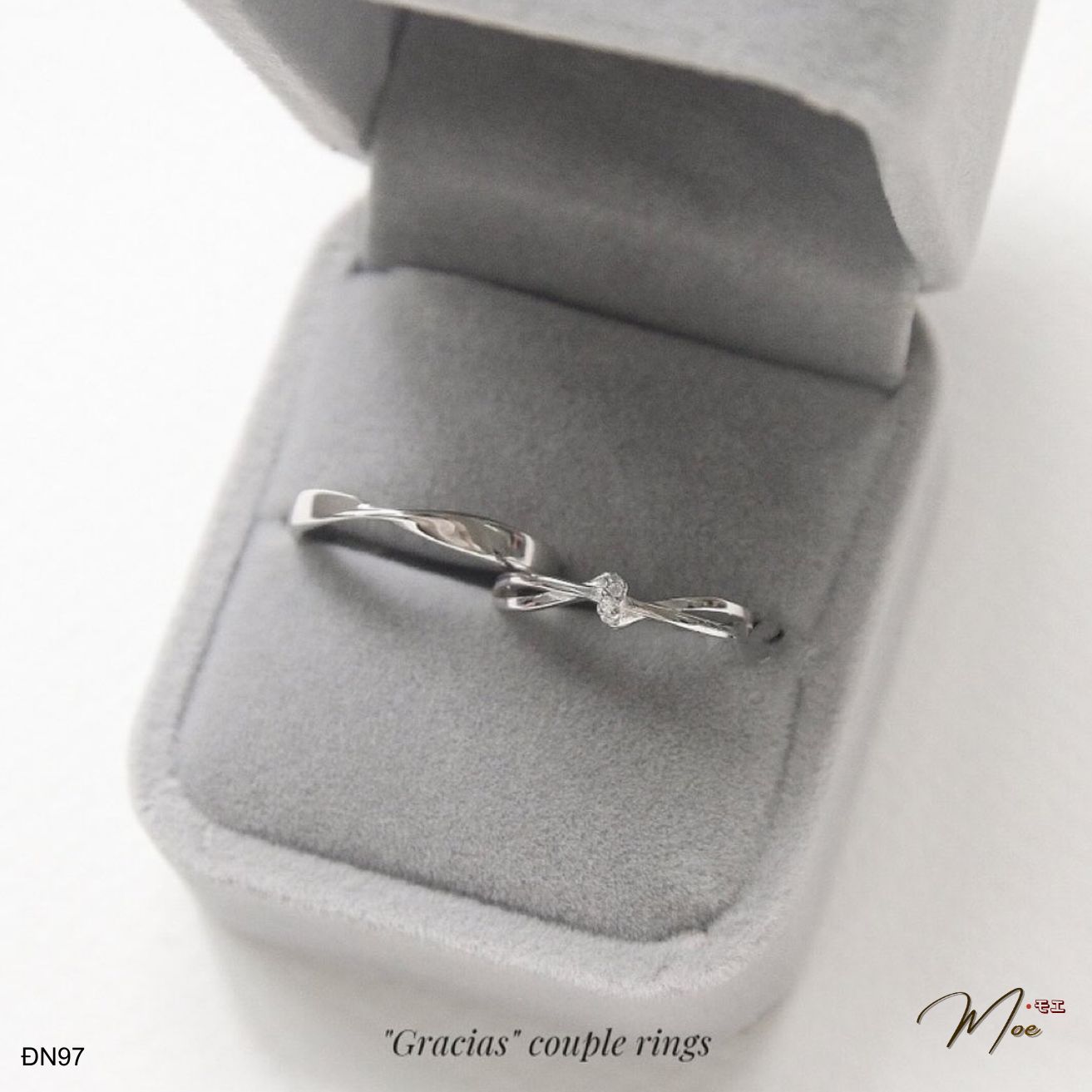 ĐN97 - Nhẫn đôi sóng nước tình yêu cách điệu (Freesize)